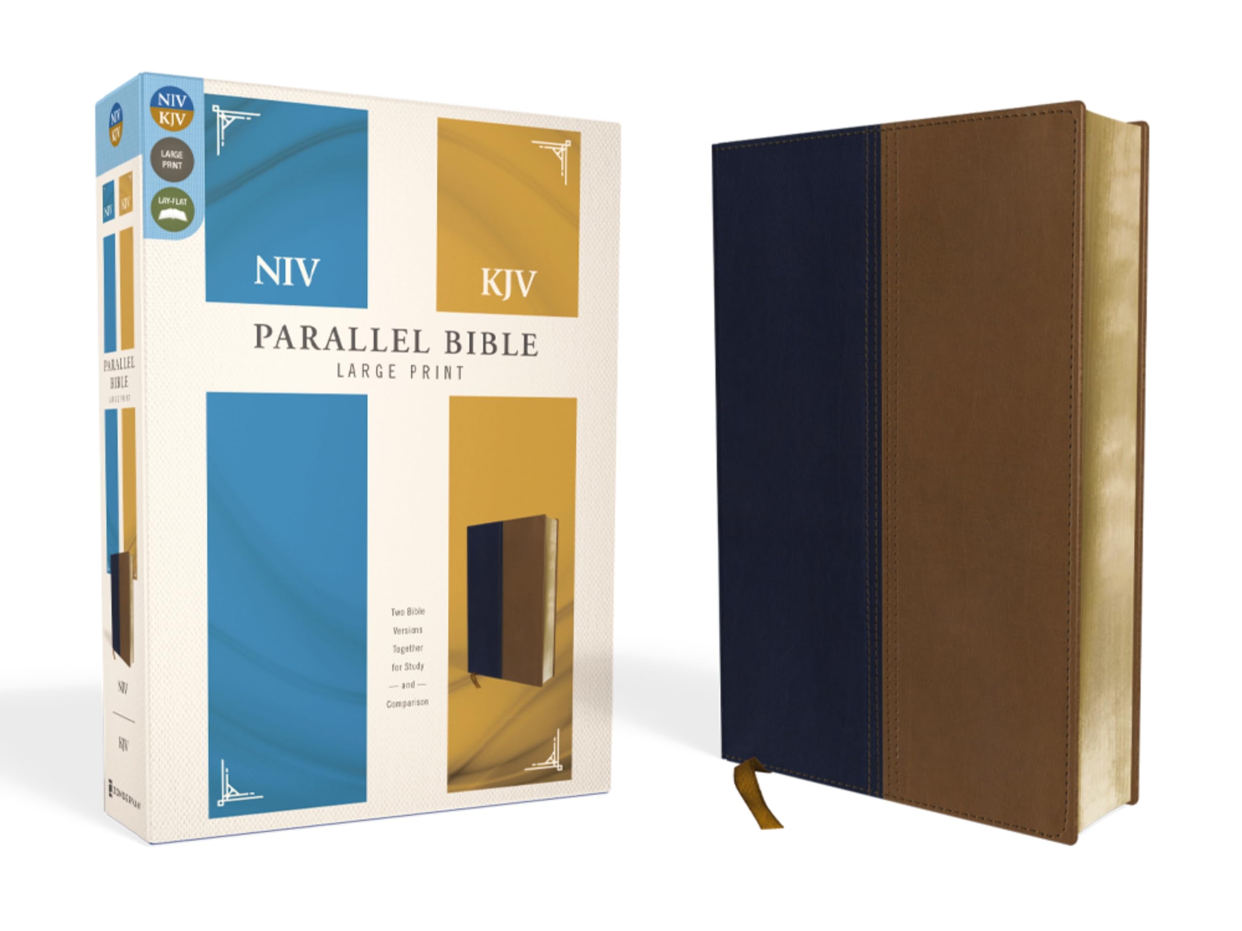 NIV, KJV, Parallel Bible, Large Print, Leathersoft, Navy/Tan: The World's Two Most Popular Bible Translations Together Film, Art & Culture