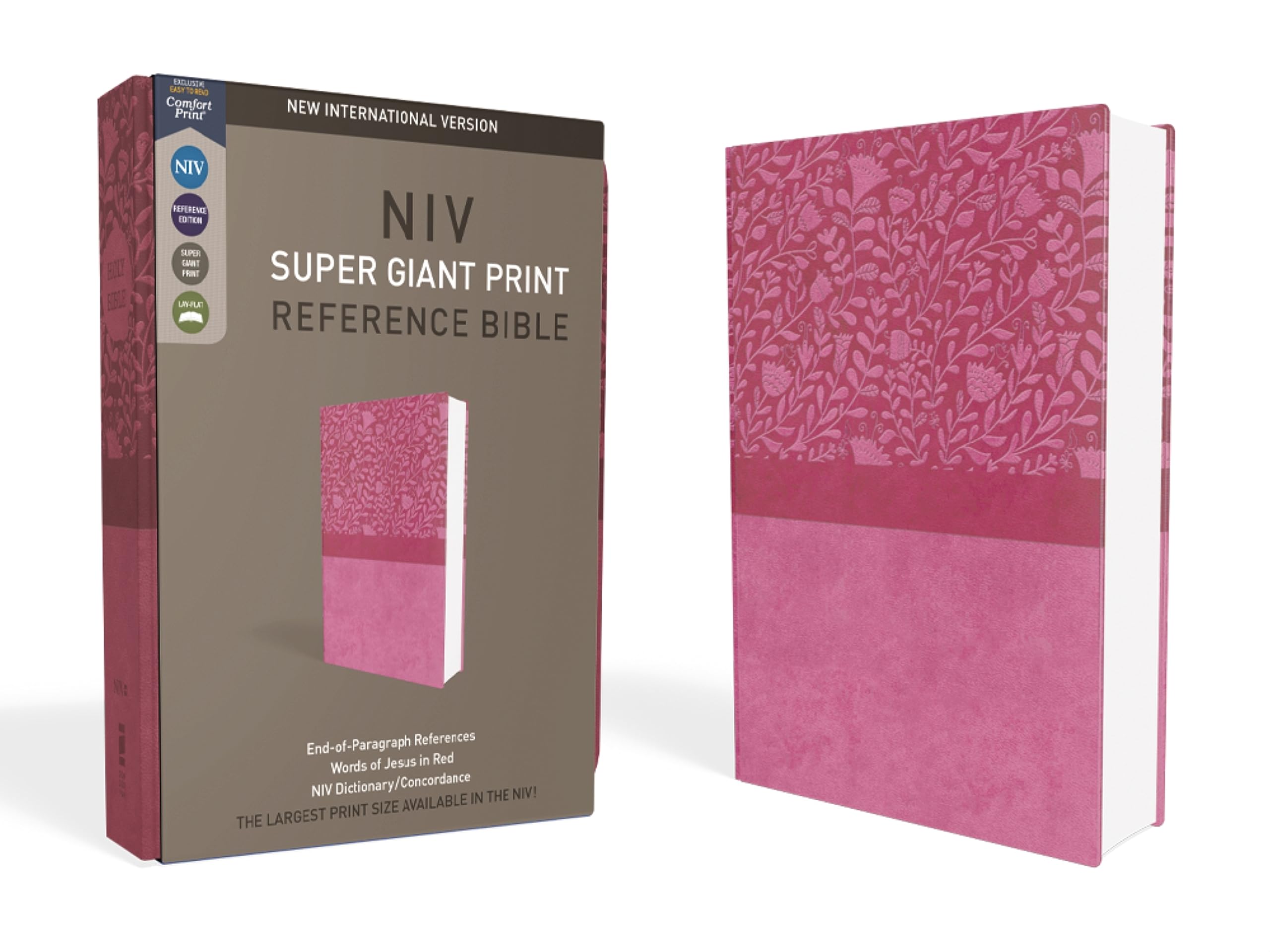 NIV, Super Giant Print Reference Bible (Font Size: 16.5-point), Leathersoft, Pink, Red Letter, Comfort Print: New International Version, Pink, Super Giant Print Reference, Leathersoft Film, Art & Culture