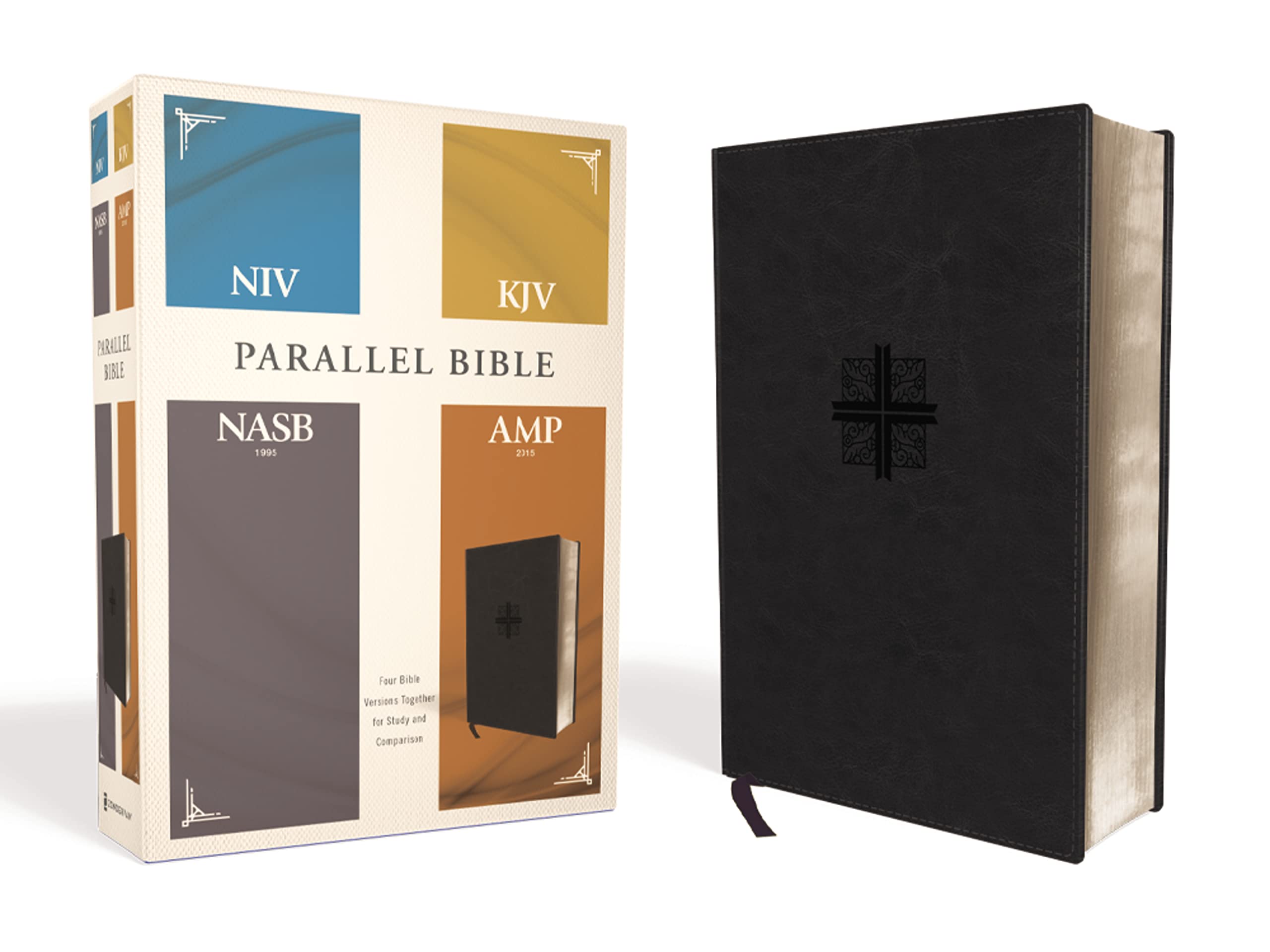 NIV, KJV, NASB, Amplified, Parallel Bible, Leathersoft, Black: Four Bible Versions Together for Study and Comparison Religion & Esotericism