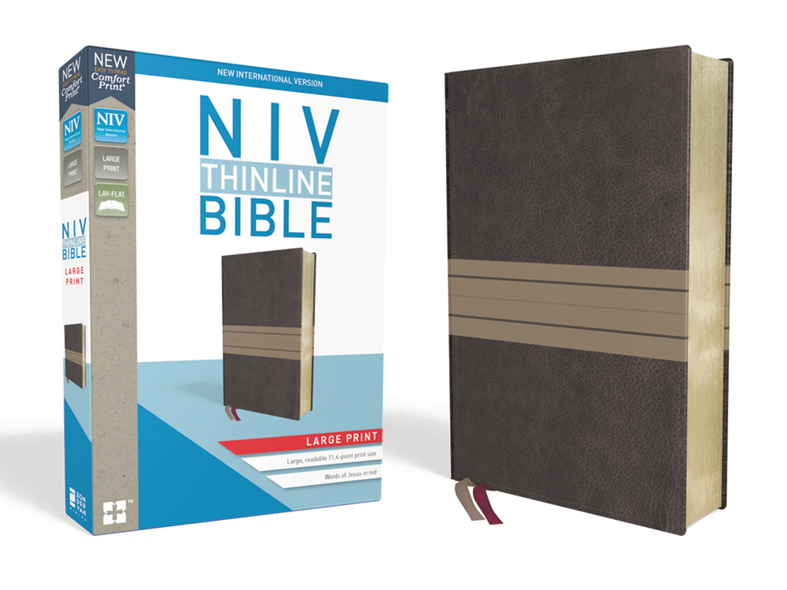 NIV, Thinline Bible, Large Print, Leathersoft, Brown/Tan, Red Letter, Comfort Print: New International Version, Chocolate/Tan Leathersoft, Thinline Bible: Red Letter Edition Film, Art & Culture