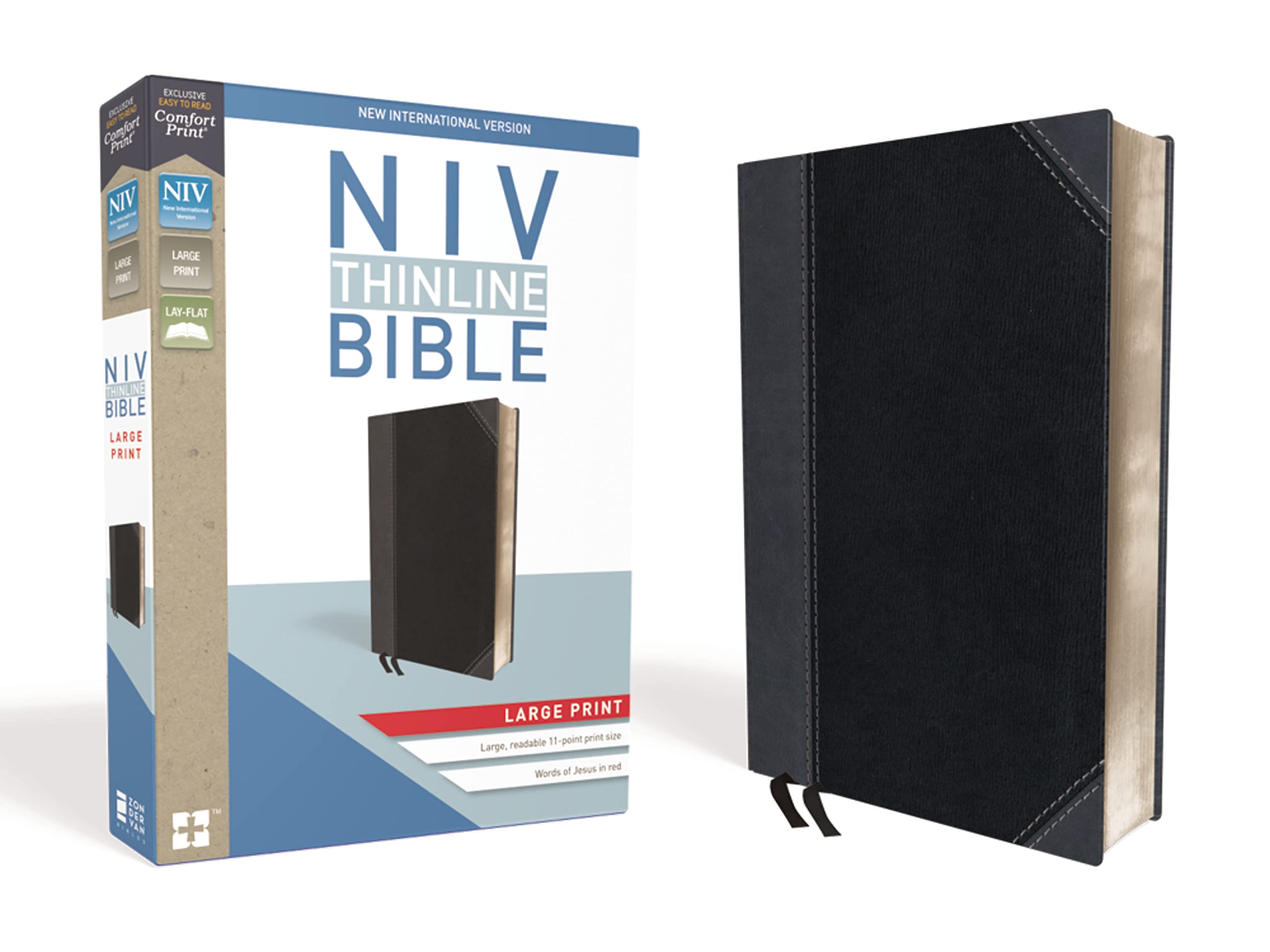 NIV, Thinline Bible, Large Print, Leathersoft, Black/Gray, Red Letter, Comfort Print: New International Version, Black / Gray, Leathersoft, Thinline Religion & Esotericism