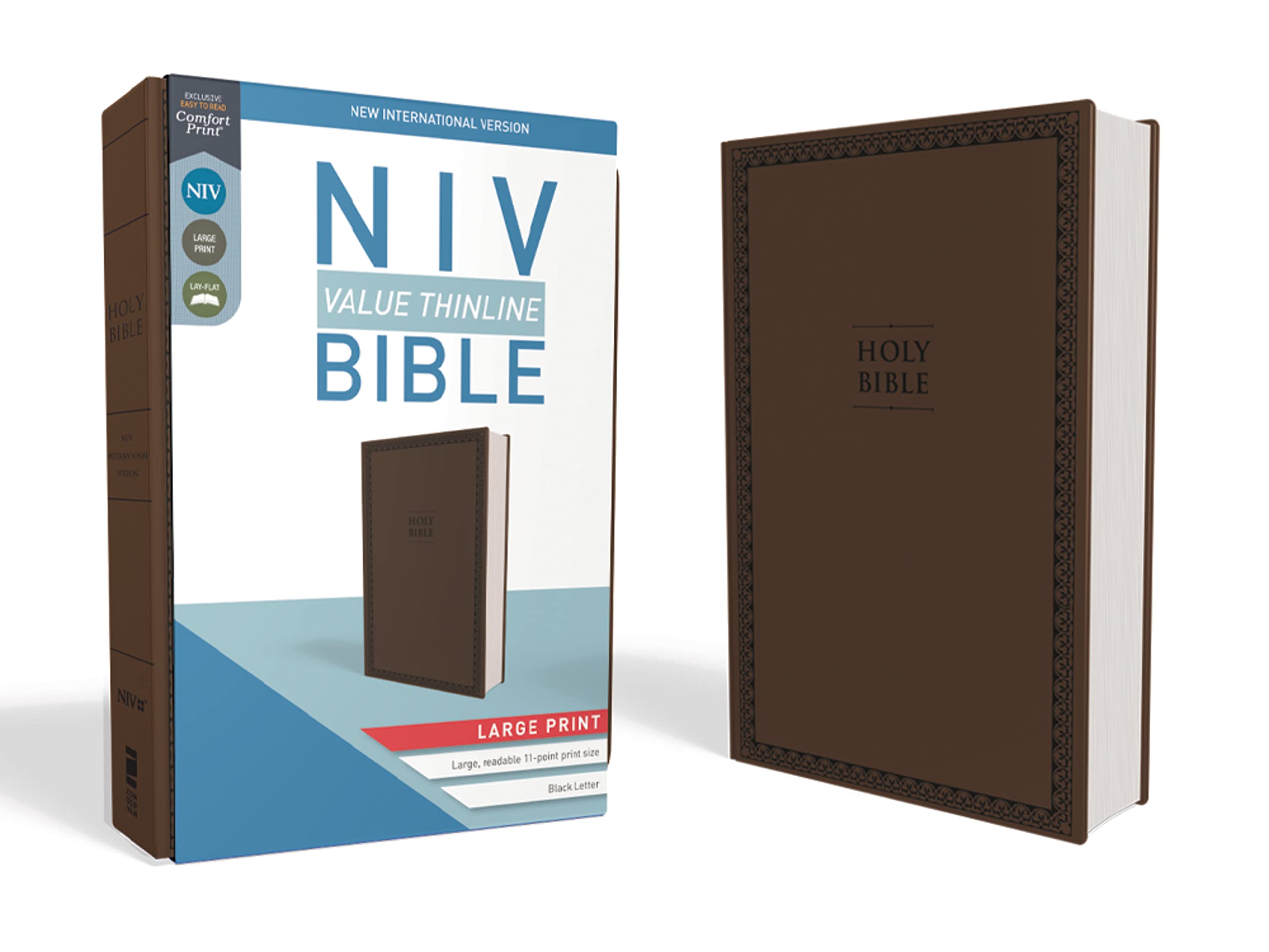 NIV, Value Thinline Bible, Large Print, Leathersoft, Brown, Comfort Print book