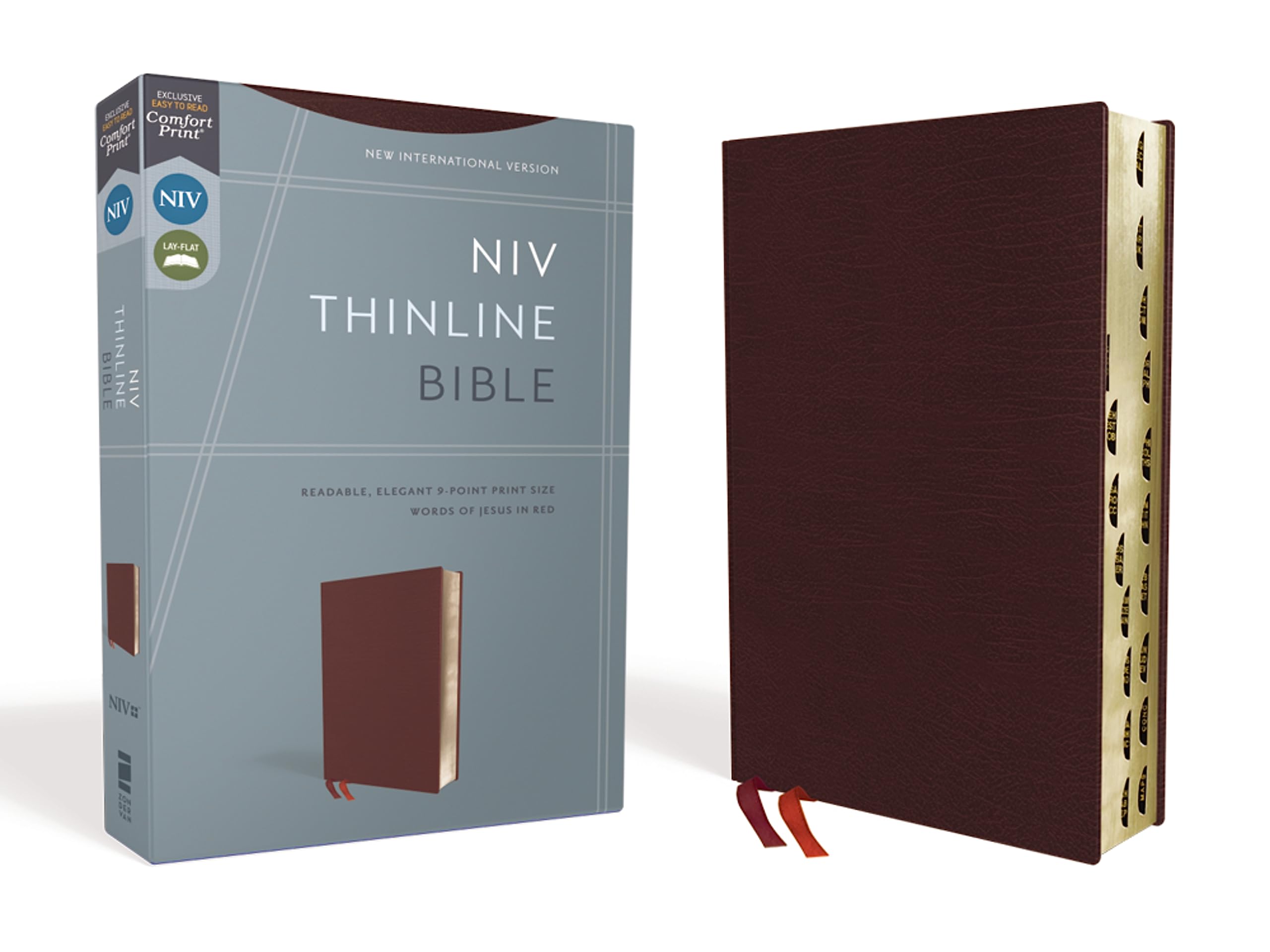 NIV, Thinline Bible, Bonded Leather, Burgundy, Indexed, Red Letter Edition Religion & Esotericism