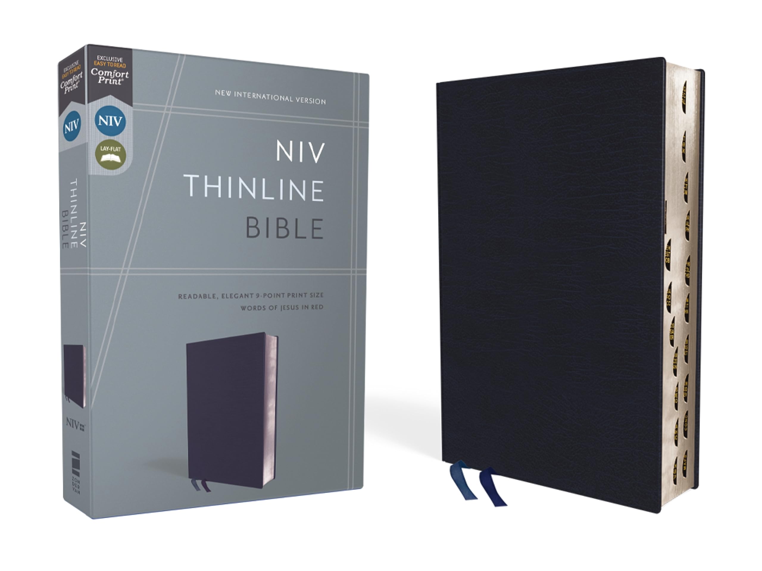 NIV, Thinline Bible, Bonded Leather, Navy, Indexed, Red Letter Edition Religion & Esotericism