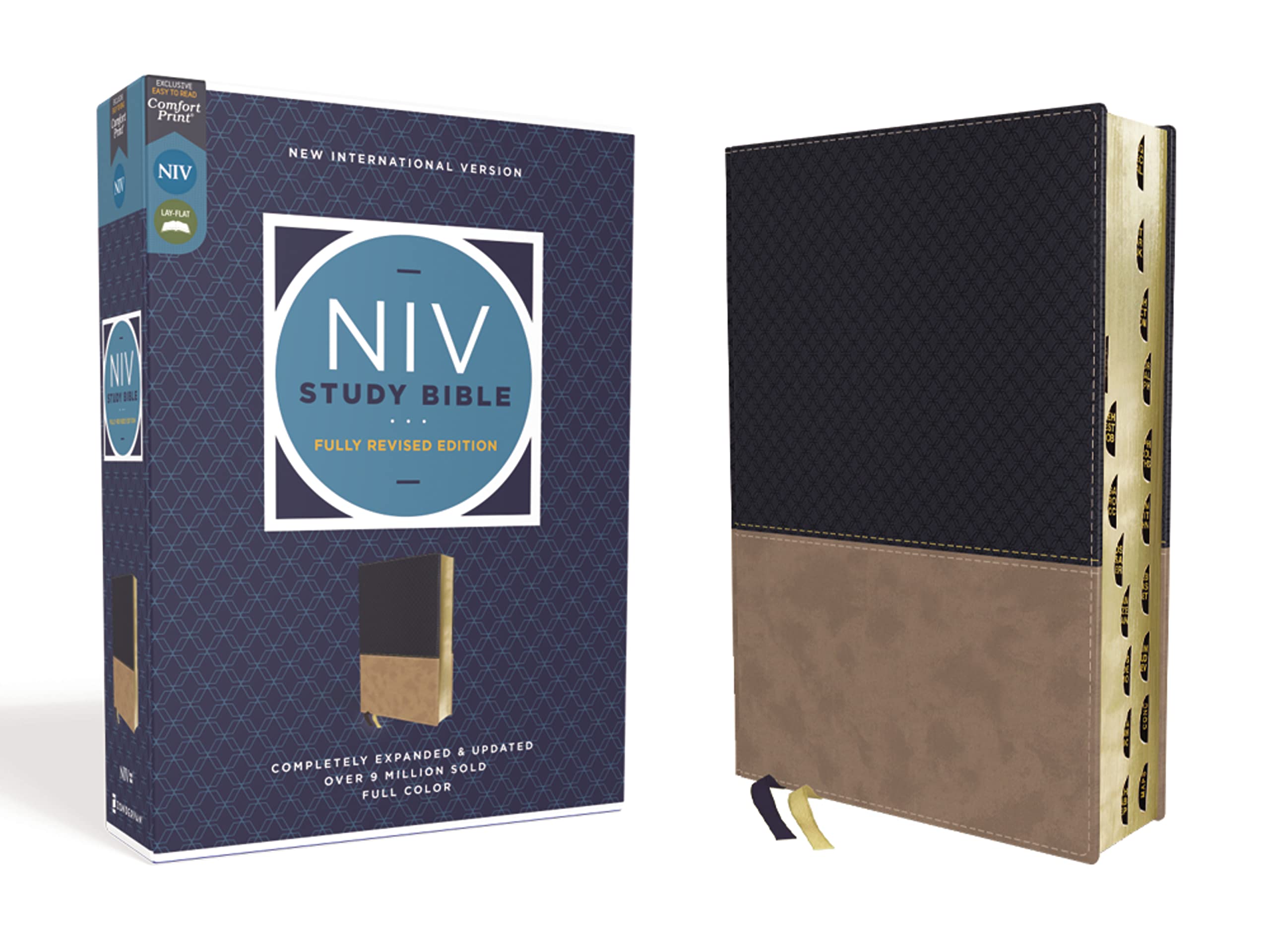 NIV Study Bible, Fully Revised Edition (Study Deeply. Believe Wholeheartedly.), Leathersoft, Navy/Tan, Red Letter, Thumb Indexed, Comfort Print: New ... Study, Navy/Tan, Leathersoft, Comfort Print Film, Art & Culture