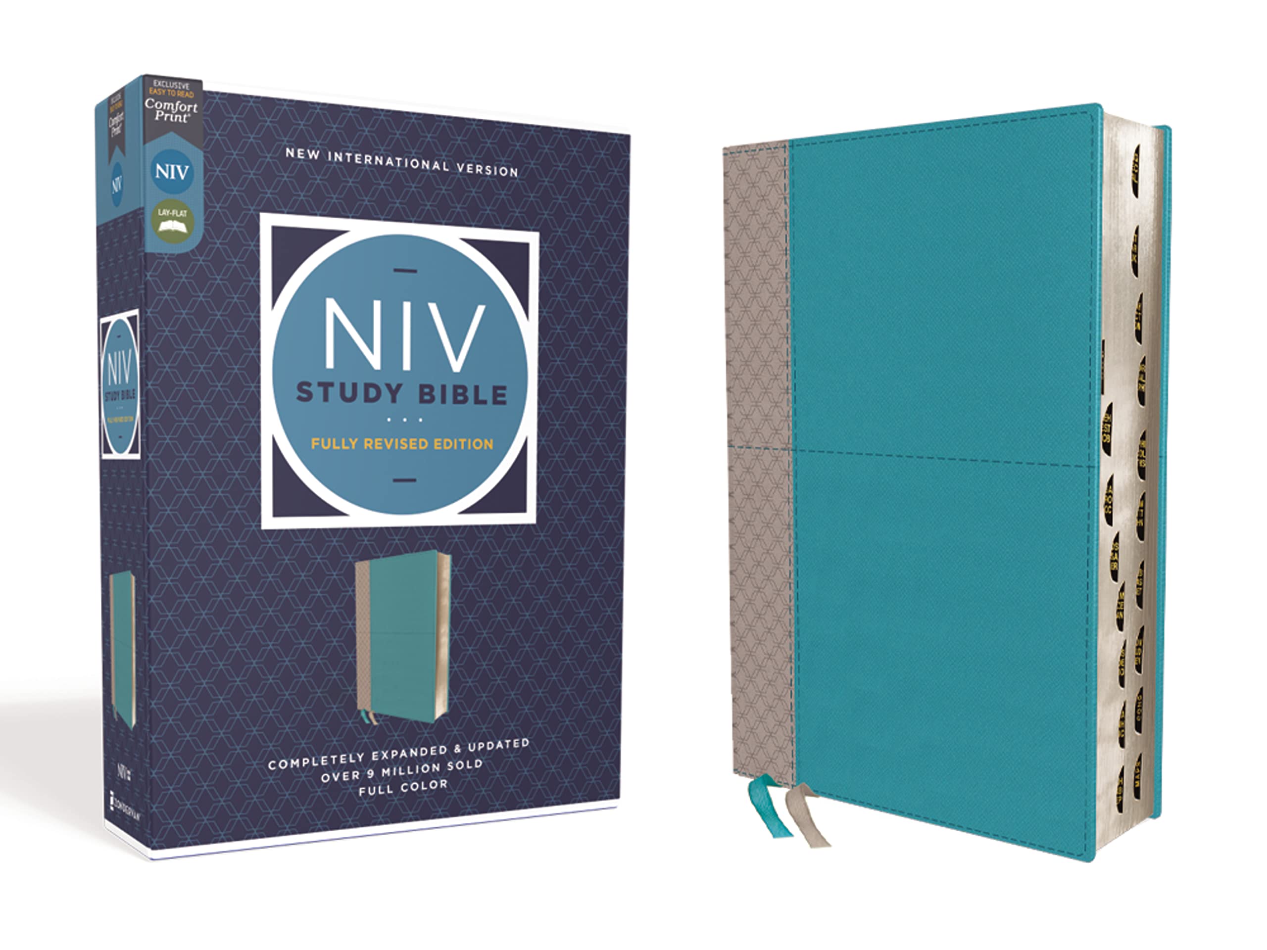 NIV Study Bible, Fully Revised Edition (Study Deeply. Believe Wholeheartedly.), Leathersoft, Teal/Gray, Red Letter, Thumb Indexed, Comfort Print: New ... Red Letter, Thumb Indexed, Comfort Print Film, Art & Culture