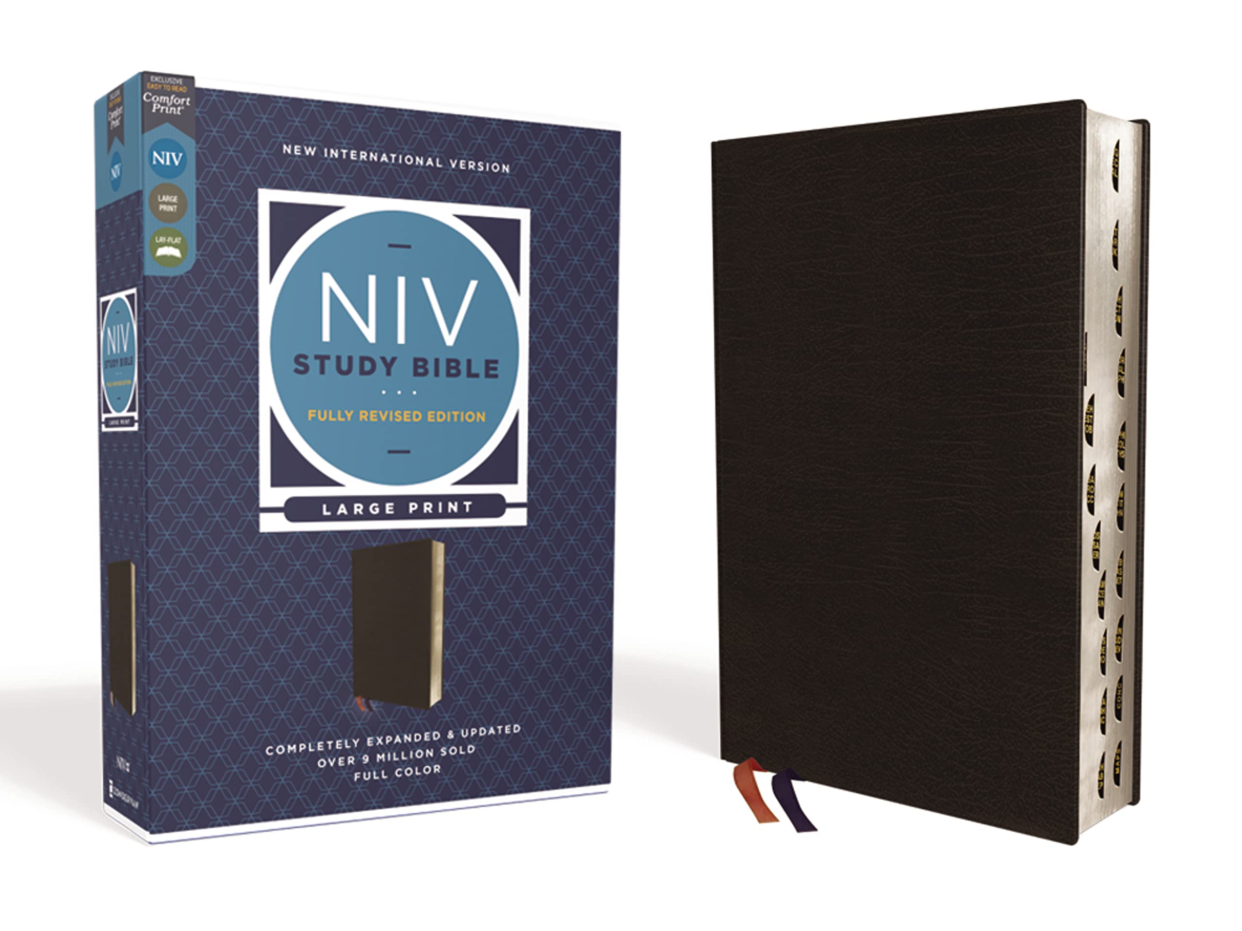 NIV Study Bible, Fully Revised Edition (Study Deeply. Believe Wholeheartedly.), Large Print, Bonded Leather, Black, Red Letter, Thumb Indexed, Comfort ... Bonded Leather, Red Letter, Comfort Print Film, Art & Culture