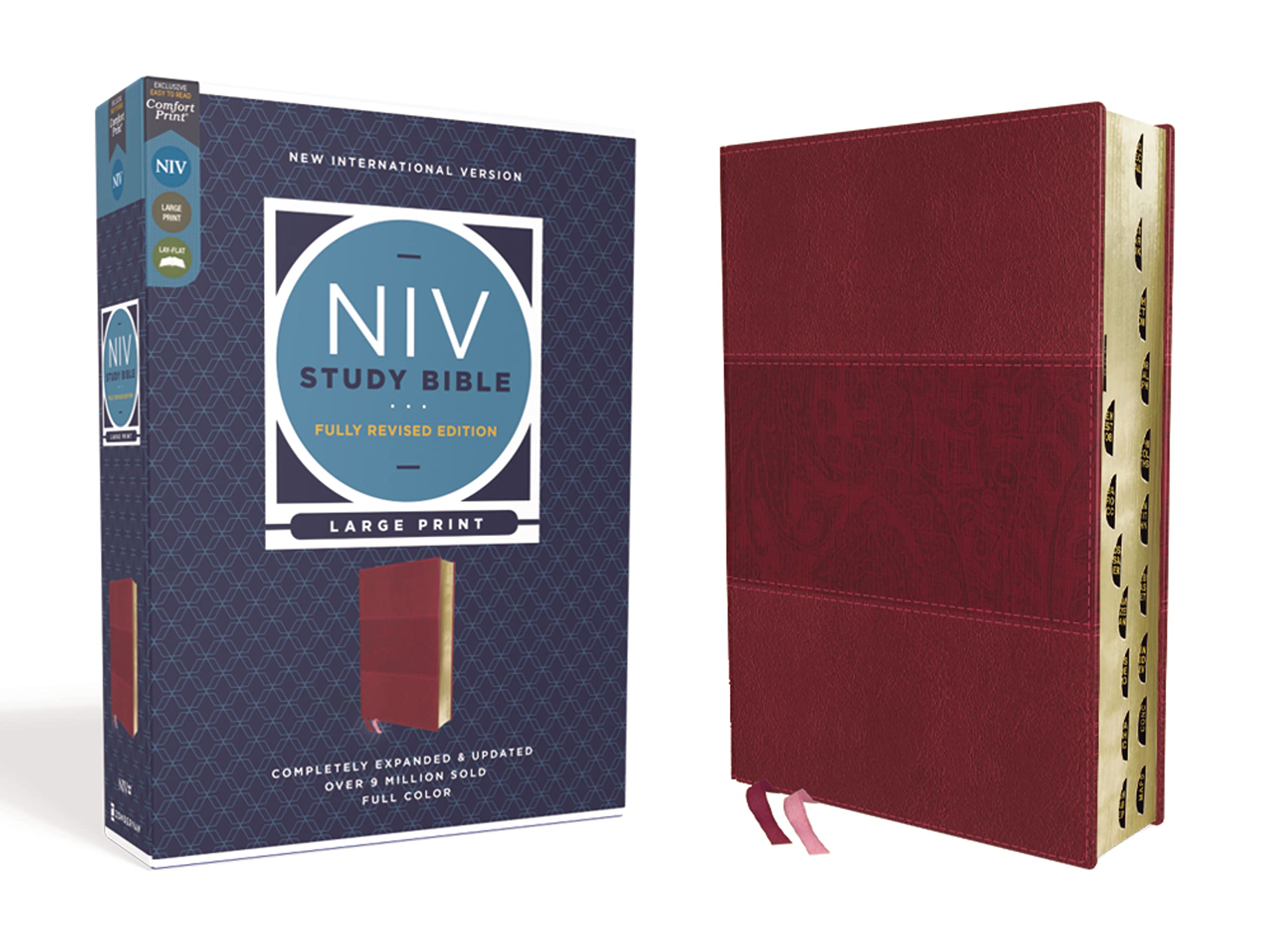 NIV Study Bible, Fully Revised Edition (Study Deeply. Believe Wholeheartedly.), Large Print, Leathersoft, Burgundy, Red Letter, Thumb Indexed, Comfort ... Red Letter Edition, Comfort Print Film, Art & Culture