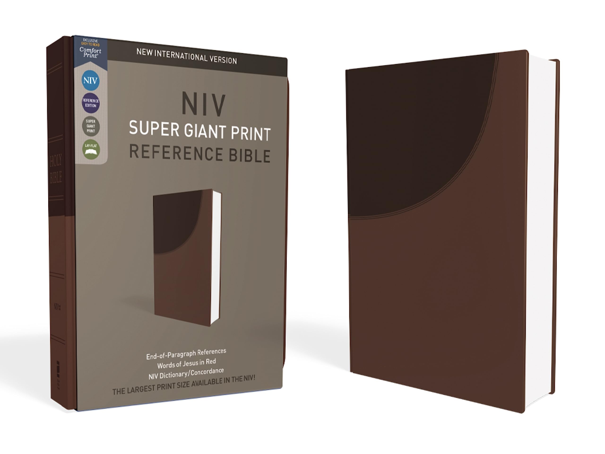 NIV, Super Giant Print Reference Bible (Font Size: 16.5-point), Leathersoft, Brown, Red Letter, Comfort Print: New International Version, Leathersoft, ... Letter Edition, Super Giant Print, Reference Religion & Esotericism