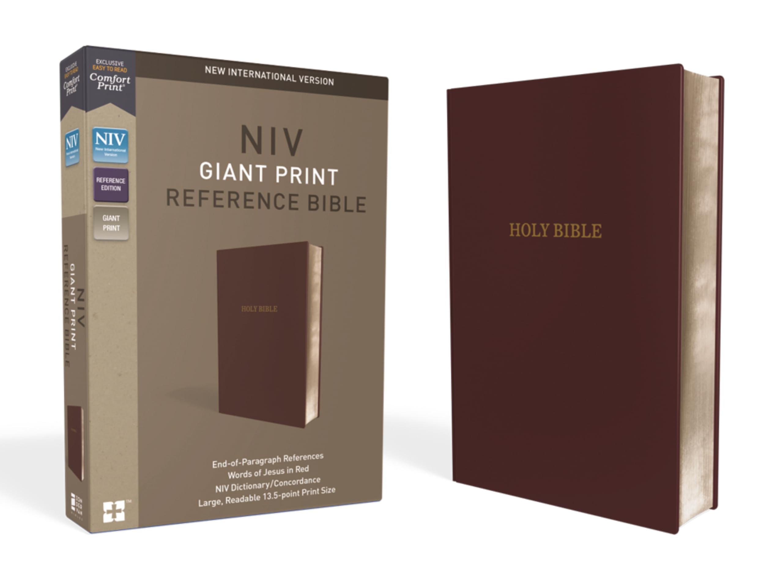 NIV, Reference Bible, Giant Print, Leather-Look, Burgundy, Red Letter, Comfort Print Film, Art & Culture