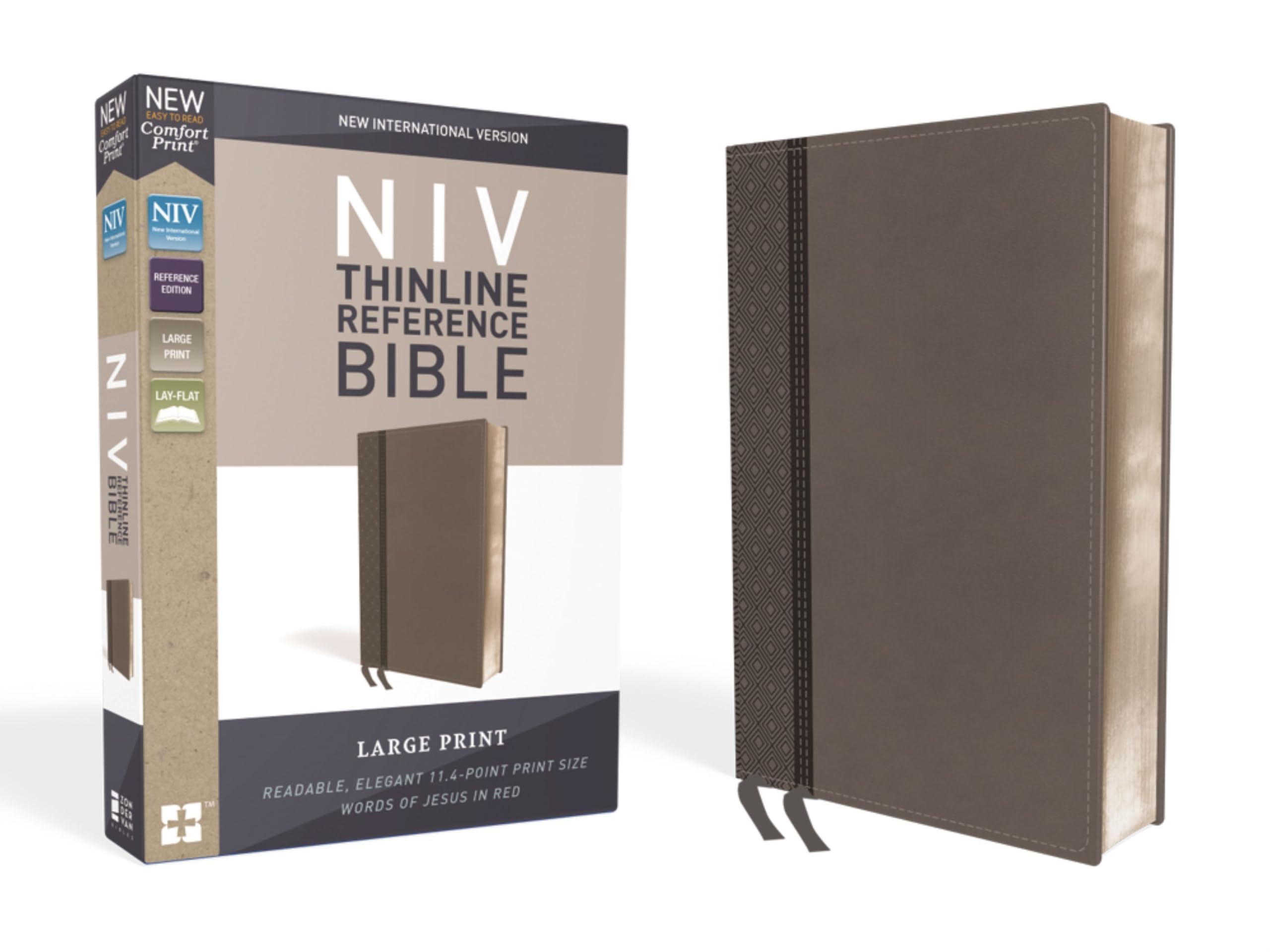 NIV, Thinline Reference Bible, Large Print, Leathersoft, Gray, Red Letter, Comfort Print Film, Art & Culture