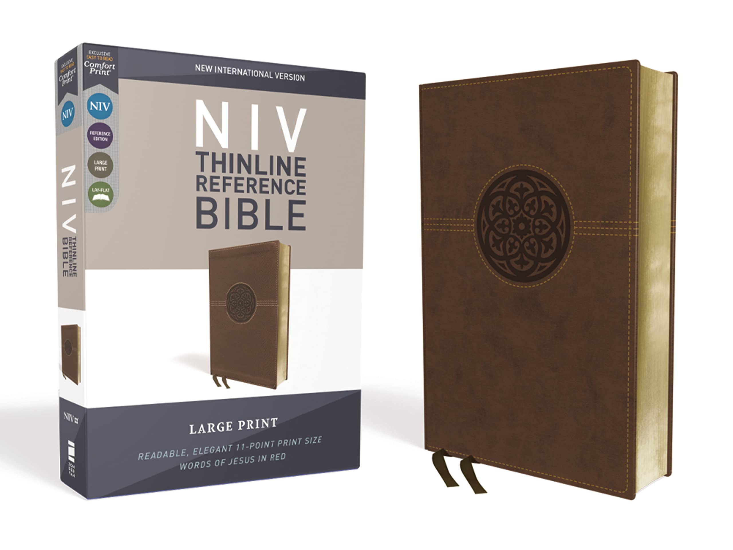 NIV, Thinline Reference Bible (Deep Study at a Portable Size), Large Print, Leathersoft, Brown, Red Letter, Comfort Print: New International Version, ... Thinline Reference, Comfort Print Film, Art & Culture