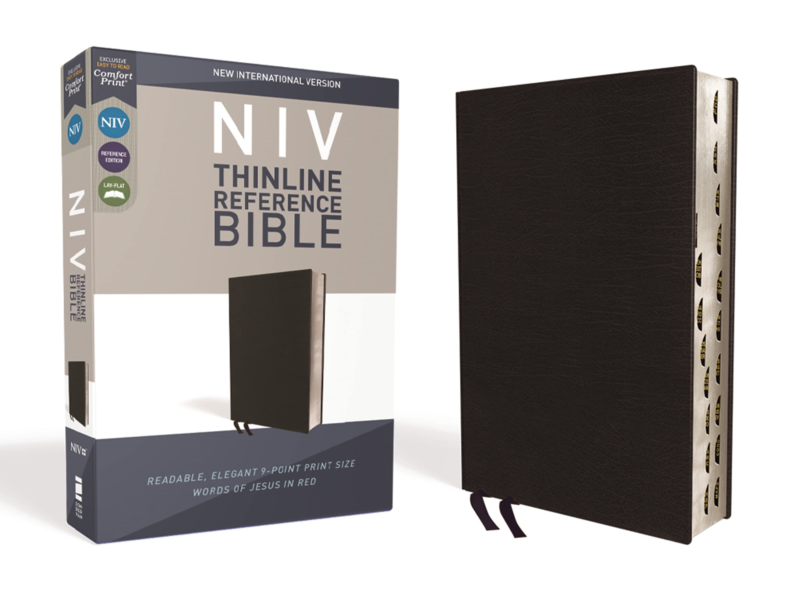 NIV, Thinline Reference Bible (Deep Study at a Portable Size), Bonded Leather, Black, Red Letter, Thumb Indexed, Comfort Print: New International ... Leather, Red Letter Edition, Comfort Print Religion & Esotericism