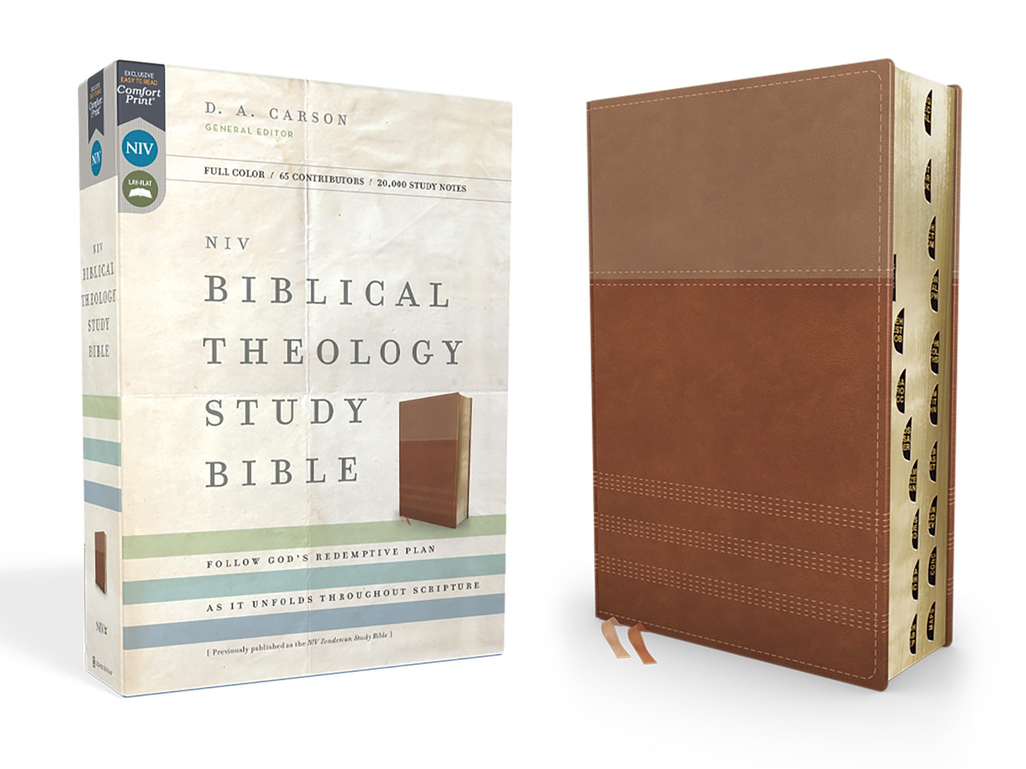 NIV, Biblical Theology Study Bible (Trace the Themes of Scripture), Leathersoft, Tan/Brown, Thumb Indexed, Comfort Print: Follow God’s Redemptive Plan as It Unfolds throughout Scripture book