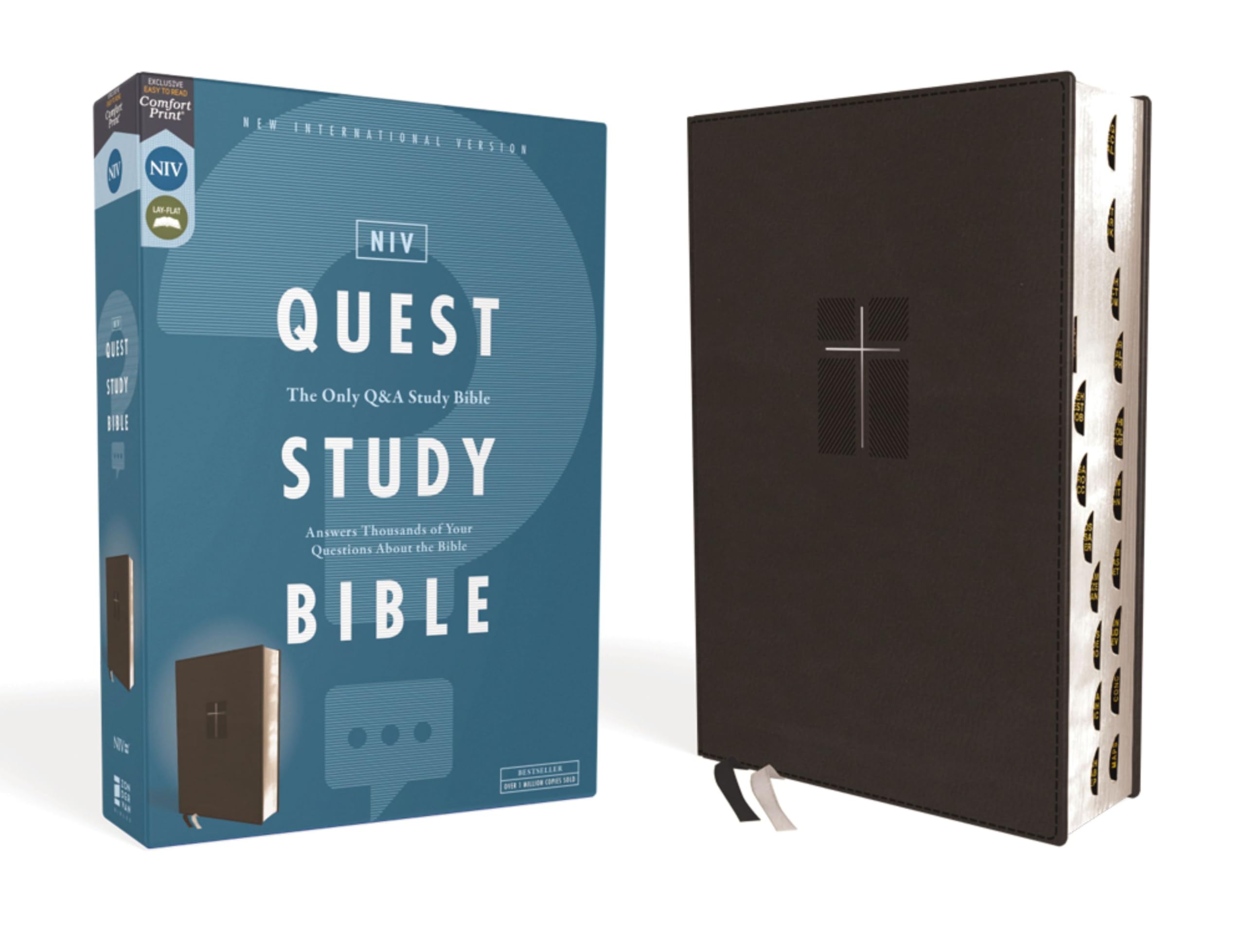 Niv, Quest Study Bible, Leathersoft, Black, Indexed, Comfort Print Film, Art & Culture