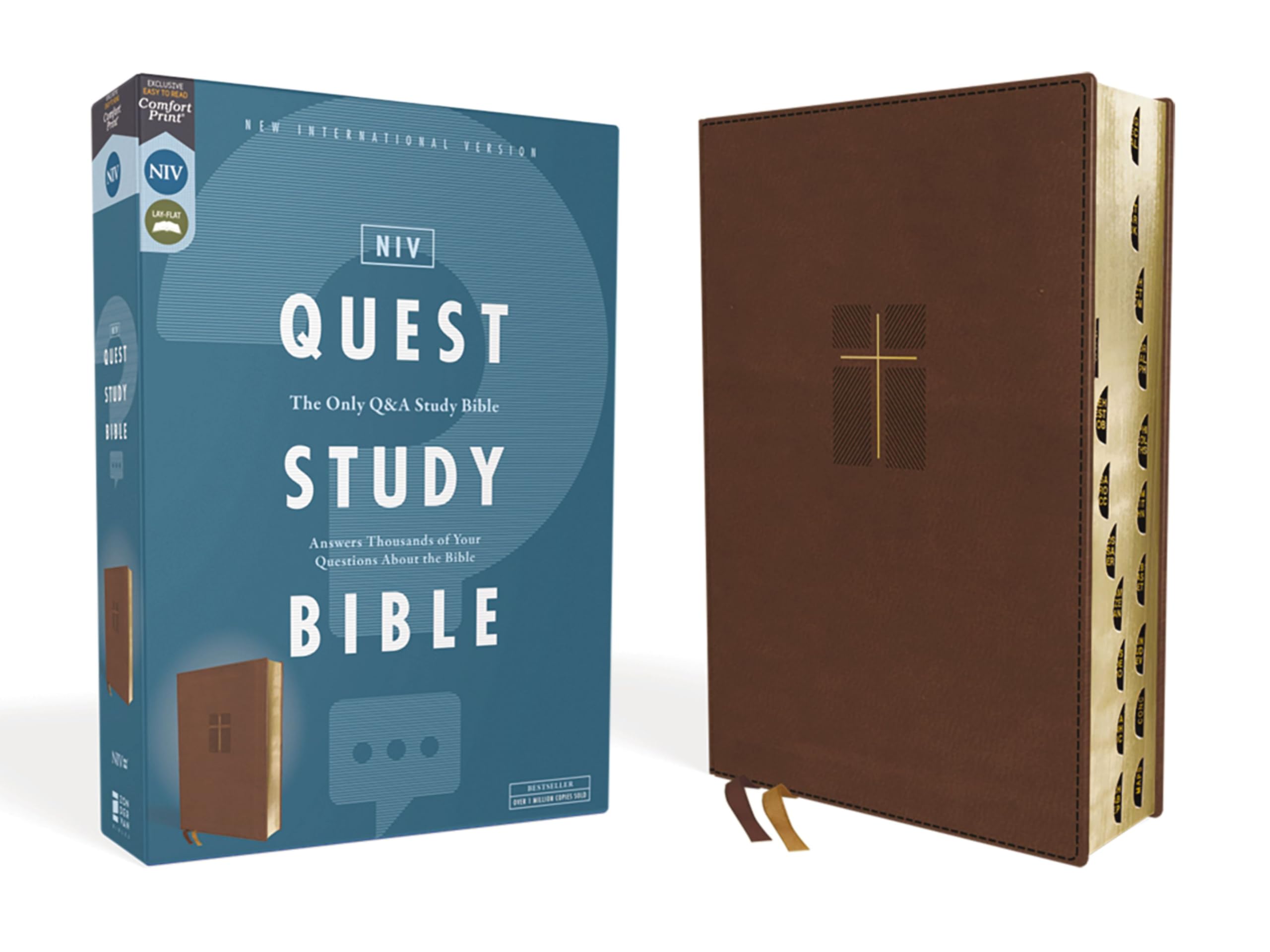 NIV, Quest Study Bible, Leathersoft, Brown, Thumb Indexed, Comfort Print: The Only Q and A Study Bible Film, Art & Culture