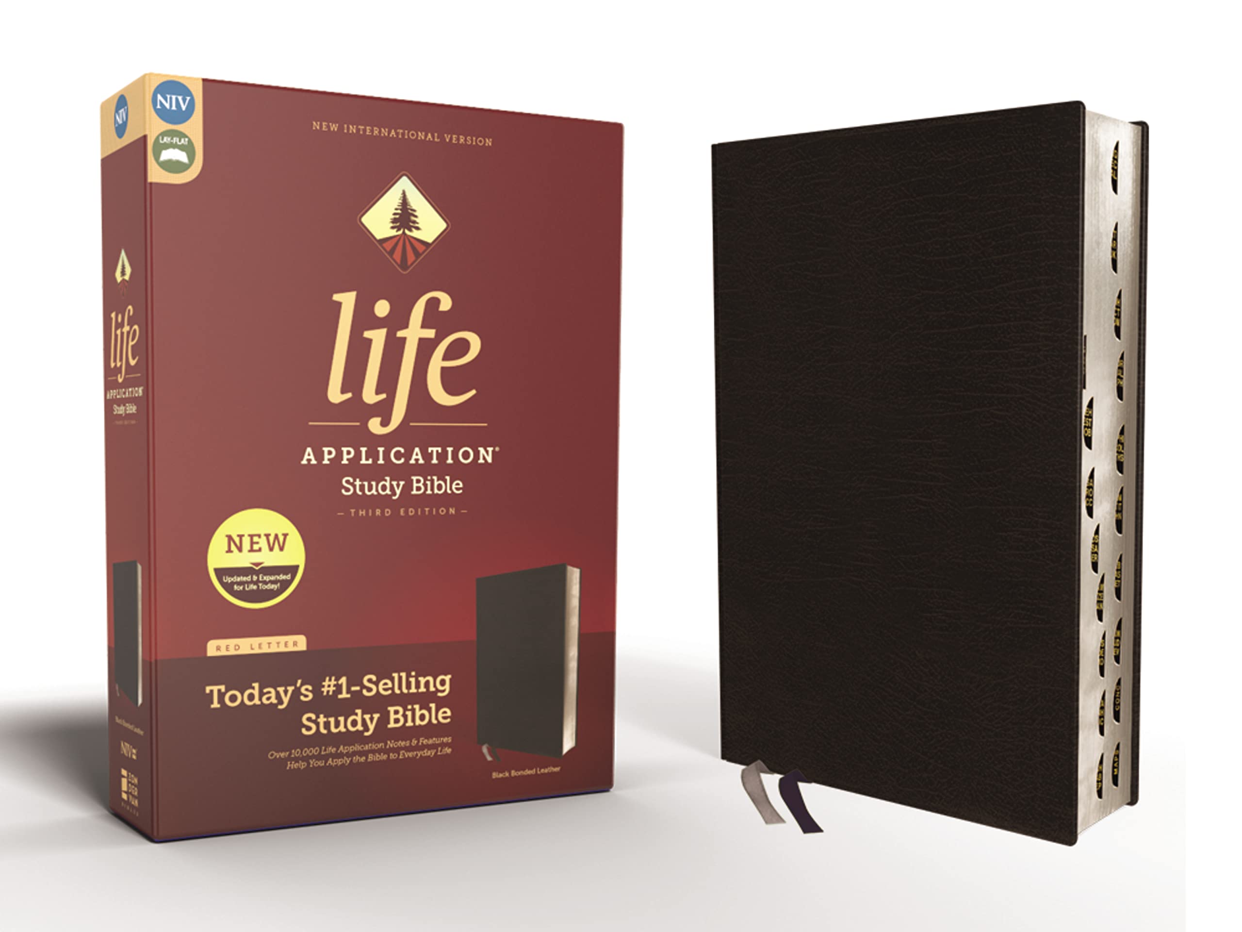 NIV, Life Application Study Bible, Third Edition, Bonded Leather, Black, Red Letter, Thumb Indexed: New International Version, Black Bonded Leather: Red Letter Edition Film, Art & Culture