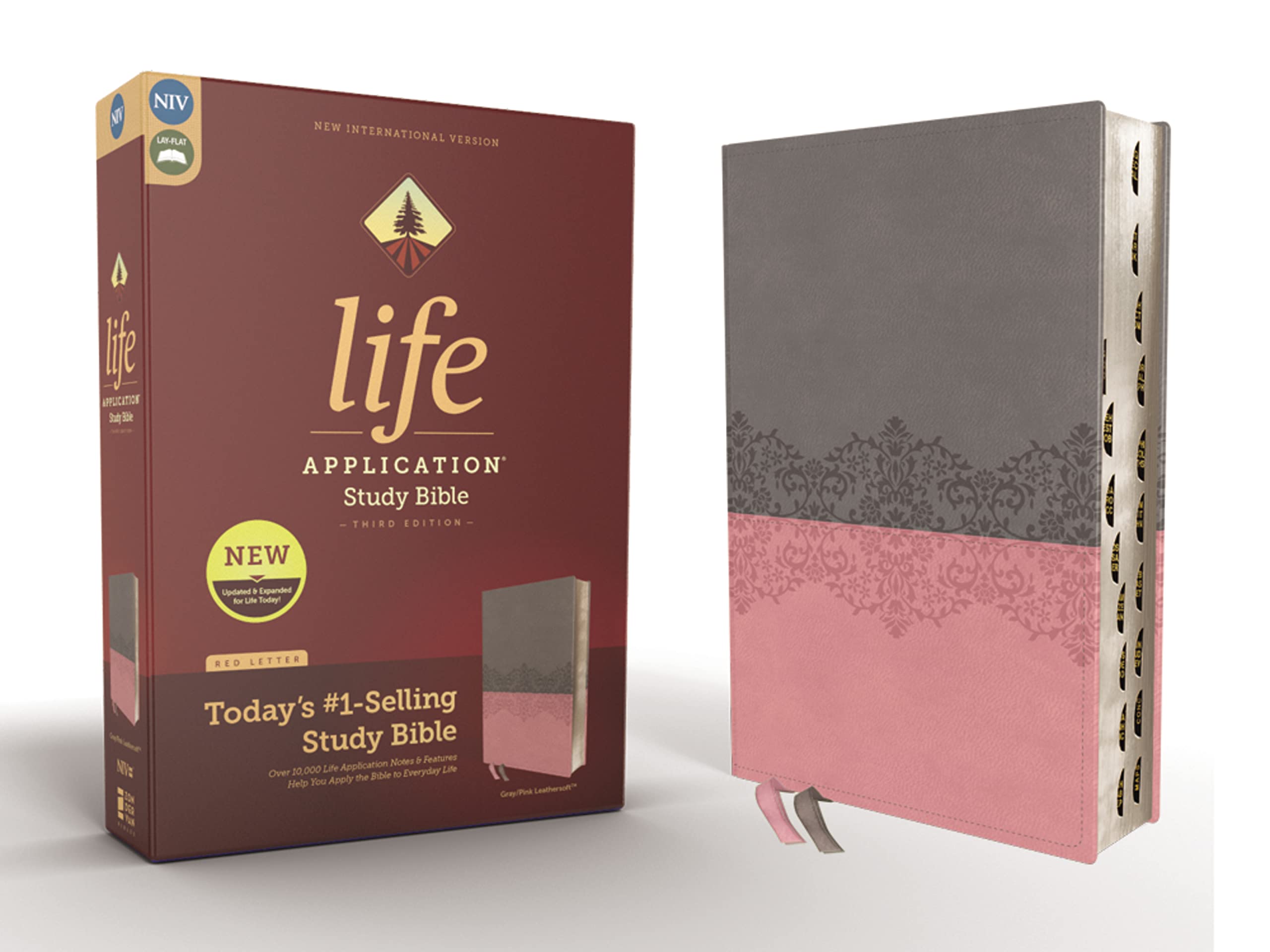 NIV, Life Application Study Bible, Third Edition, Leathersoft, Gray/Pink, Red Letter, Thumb Indexed: New International Version, Gray/Pink, Leathersoft, Red Letter Edition, Thumbed Index Film, Art & Culture