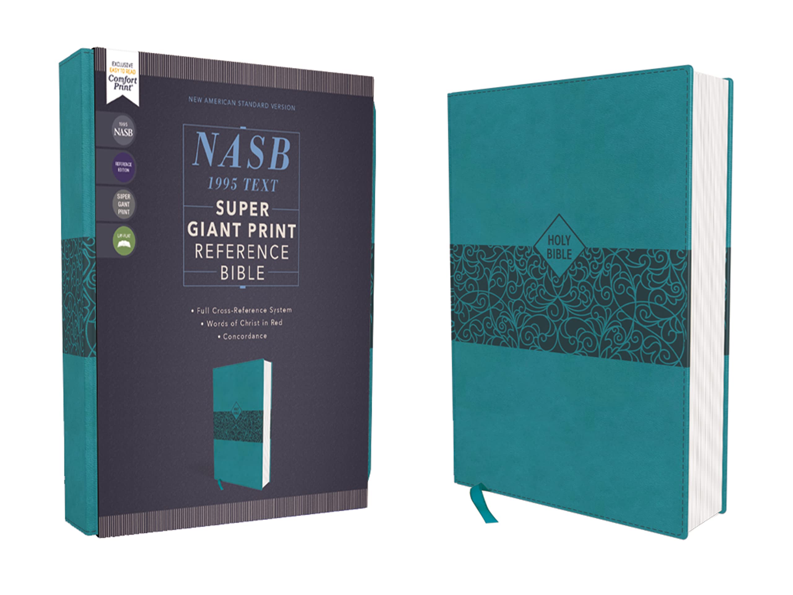NASB, Super Giant Print Reference Bible (Font Size: 16.5-point), Leathersoft, Teal, Red Letter, 1995 Text, Comfort Print Film, Art & Culture