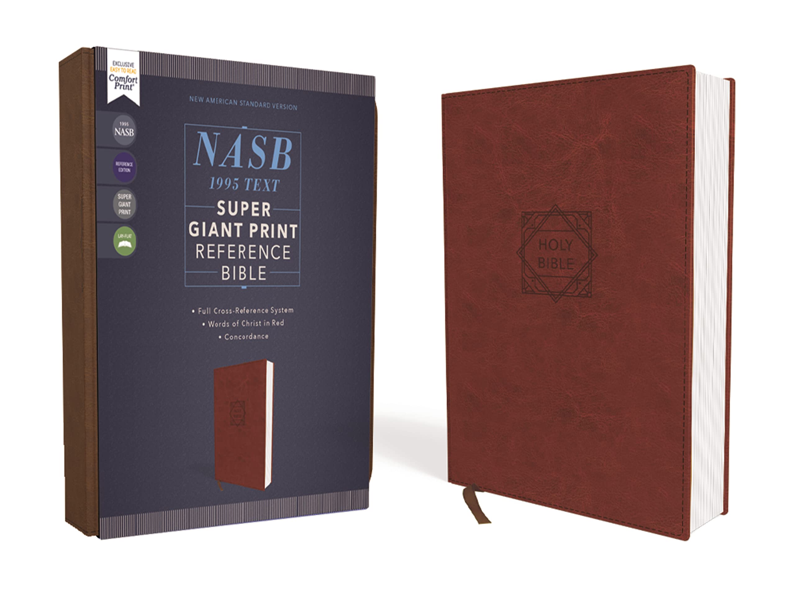NASB, Super Giant Print Reference Bible (Font Size: 16.5-point), Leathersoft, Brown, Red Letter, 1995 Text, Comfort Print Film, Art & Culture