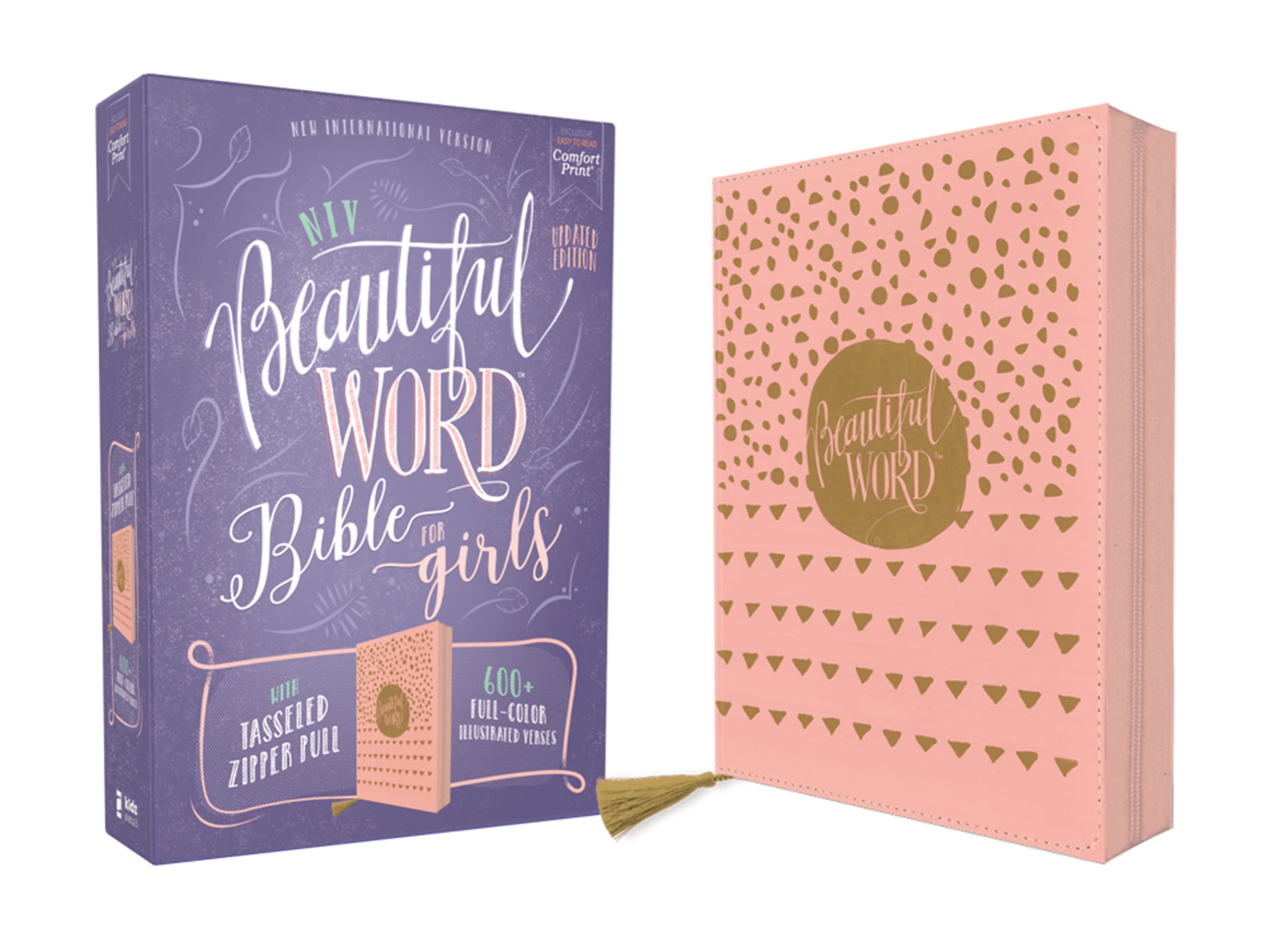 NIV, Beautiful Word Bible for Girls, Updated Edition, Leathersoft, Zippered, Pink, Red Letter, Comfort Print: 600+ Full-Color Illustrated Verses Film, Art & Culture
