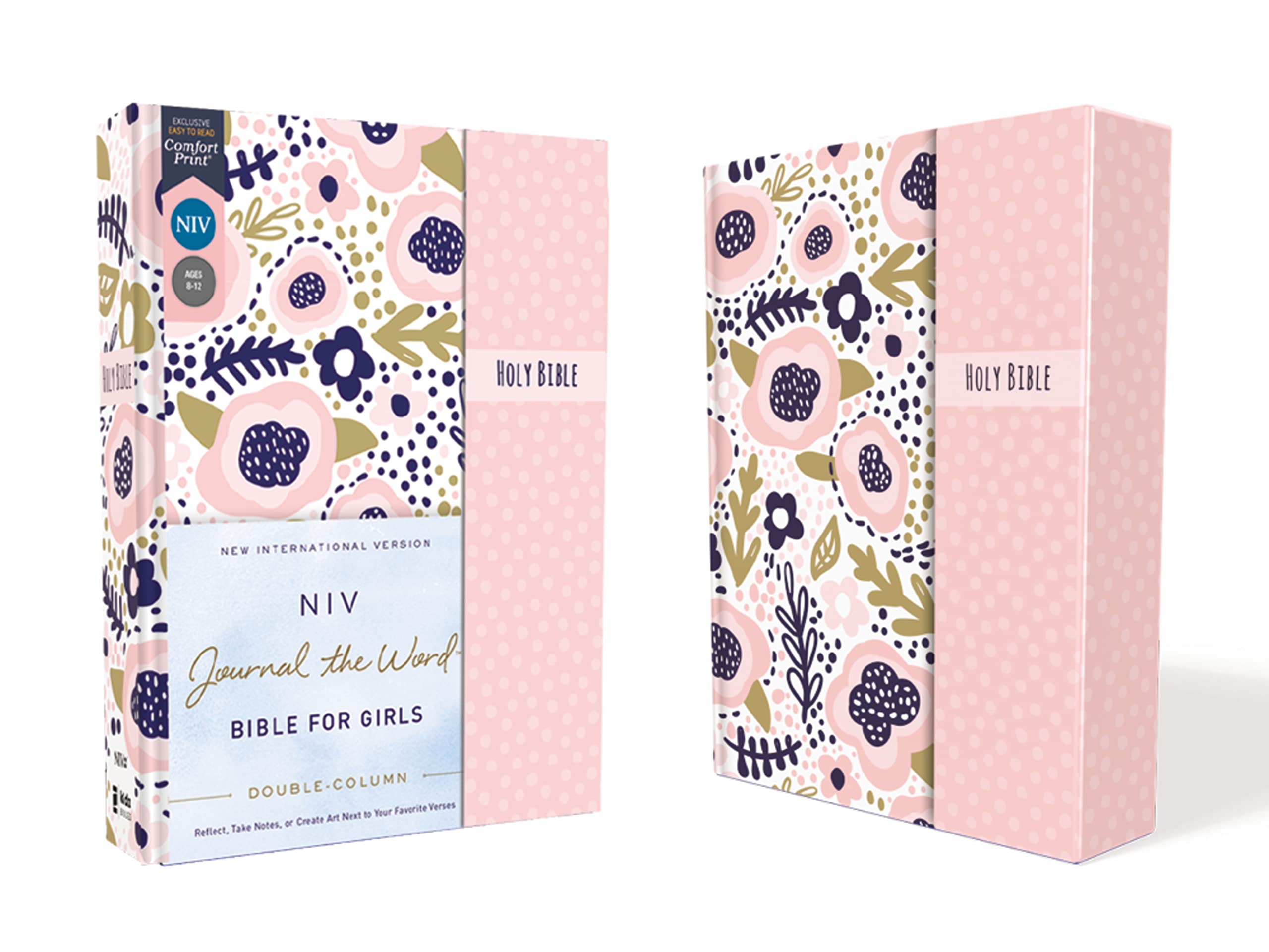 NIV, Journal the Word Bible for Girls, Double-Column, Hardcover, Pink, Magnetic Closure, Red Letter, Comfort Print: Reflect, Take Notes, or Create Art Next to Your Favorite Verses Self-help