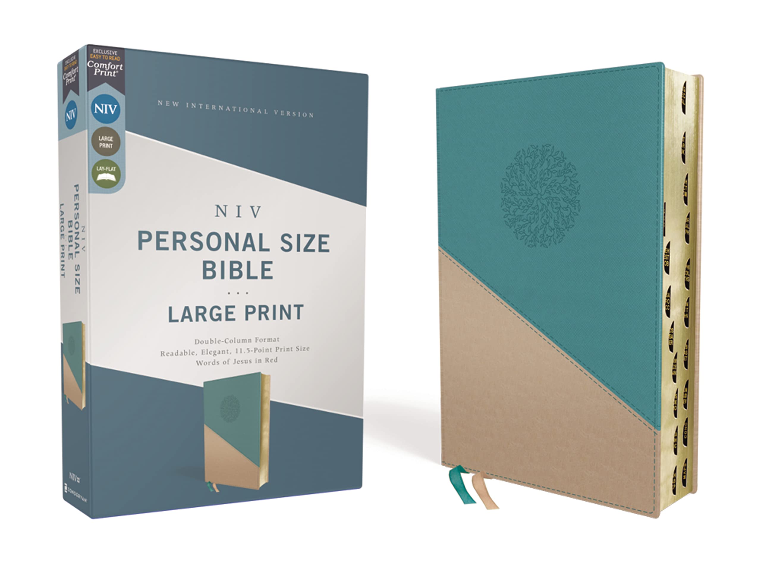 NIV, Personal Size Bible, Large Print, Leathersoft, Teal/Gold, Red Letter, Thumb Indexed, Comfort Print: New International Version, Teal/Gold, Leathersoft, Red Letter, Comfort Print Religion & Esotericism