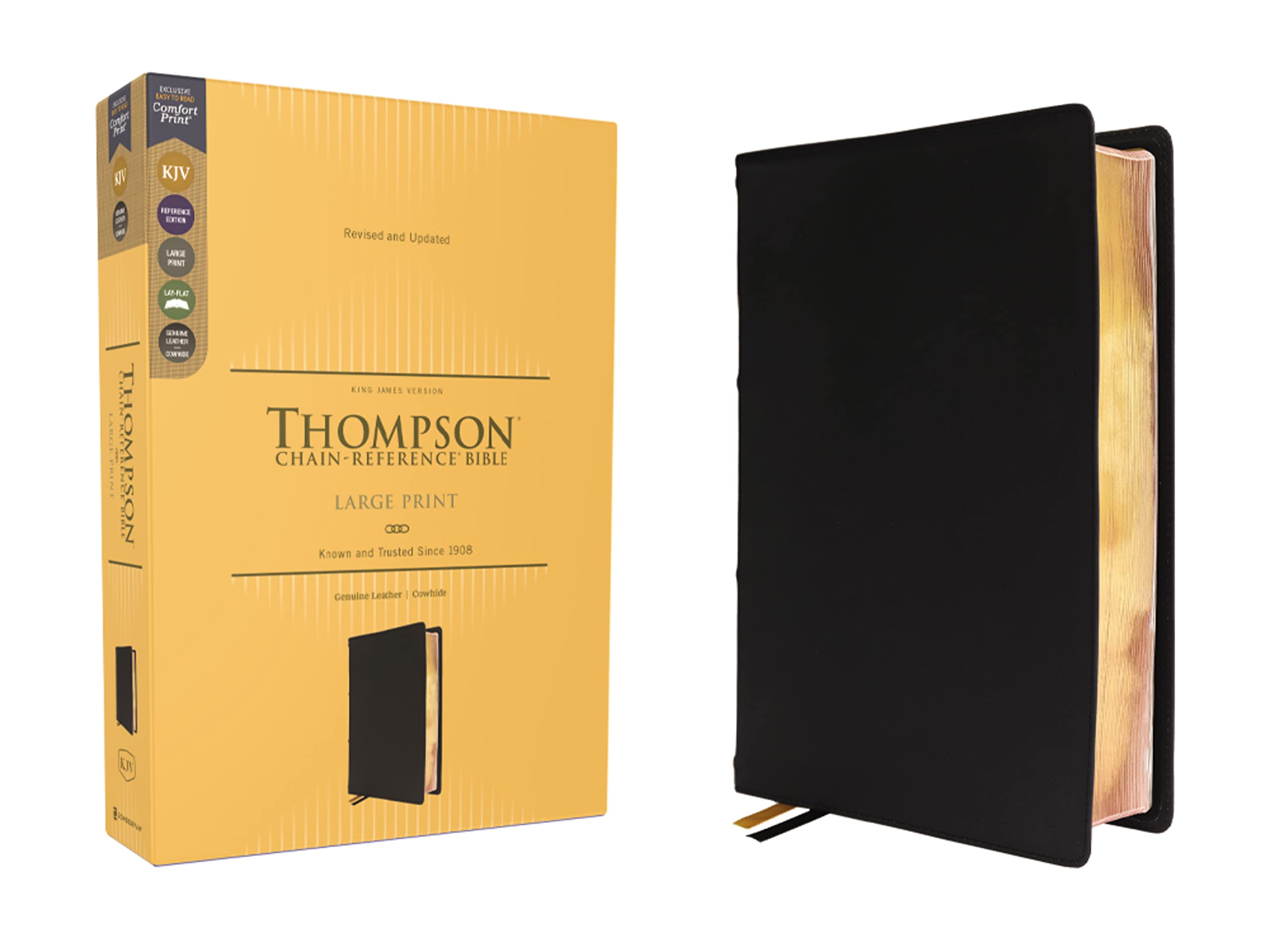 KJV, Thompson Chain-Reference Bible, Large Print, Genuine Leather, Cowhide, Black, Red Letter, Comfort Print: King James Version, Black, Genuine Leather, Cowhide, Art Gilded Edges, Red Letter Social Sciences