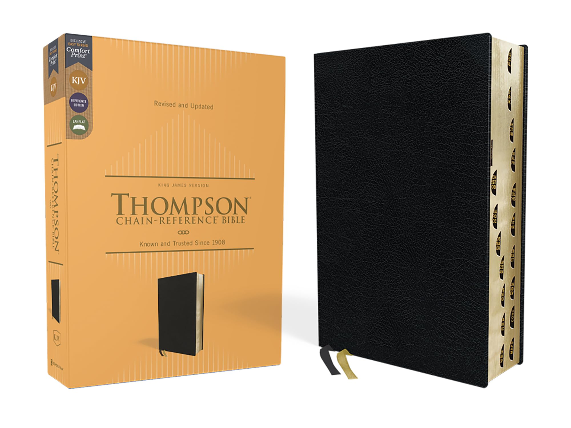 KJV, Thompson Chain-Reference Bible, European Bonded Leather, Black, Red Letter, Thumb Indexed, Comfort Print: King James Version, Black, European Bonded Leather, Red Letter Social Sciences