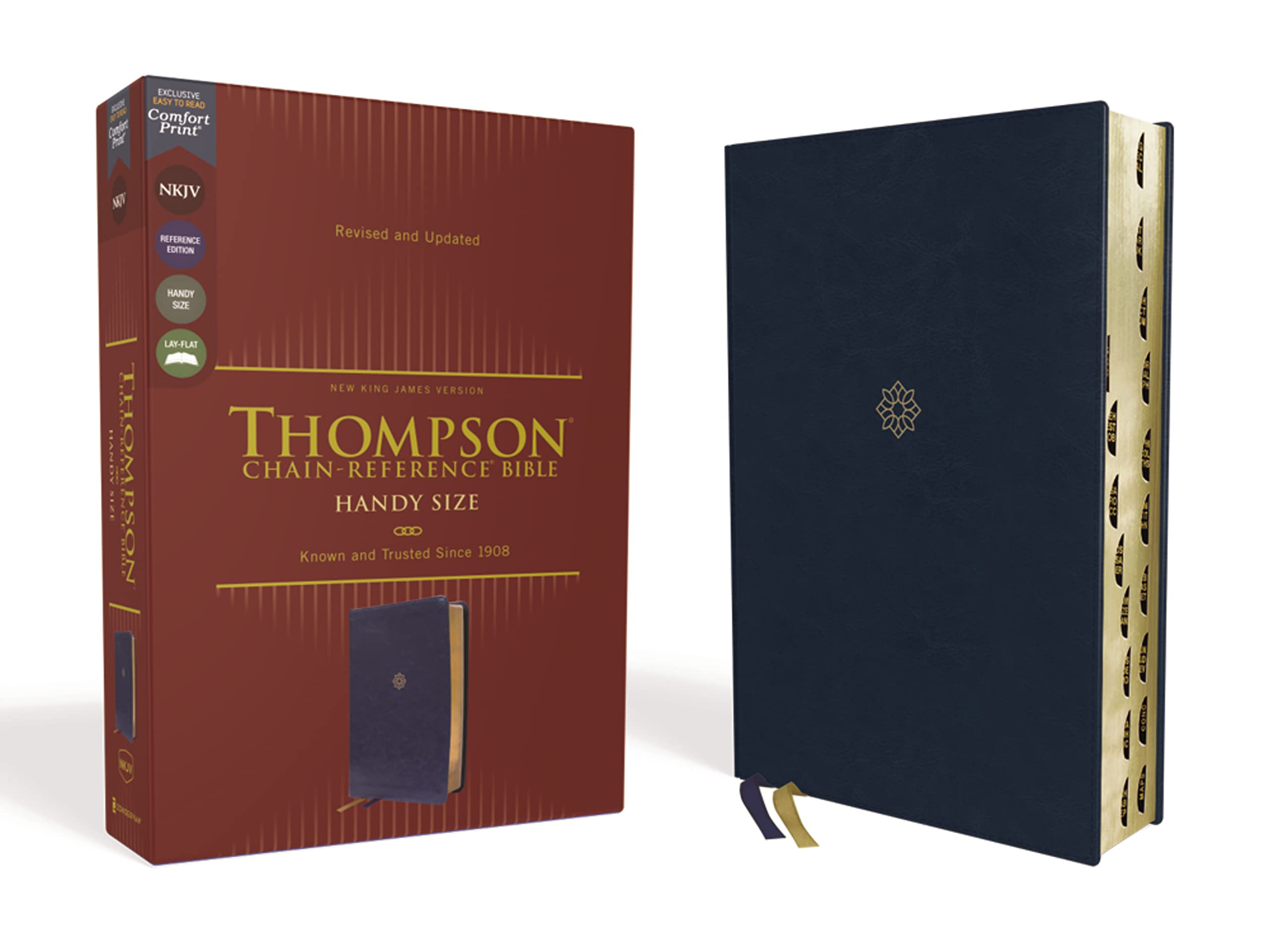 NKJV, Thompson Chain-Reference Bible, Handy Size, Leathersoft, Navy, Red Letter, Thumb Indexed, Comfort Print: New King James Version, Navy, ... Comfort Print, Thompson Chain-reference Bible Social Sciences