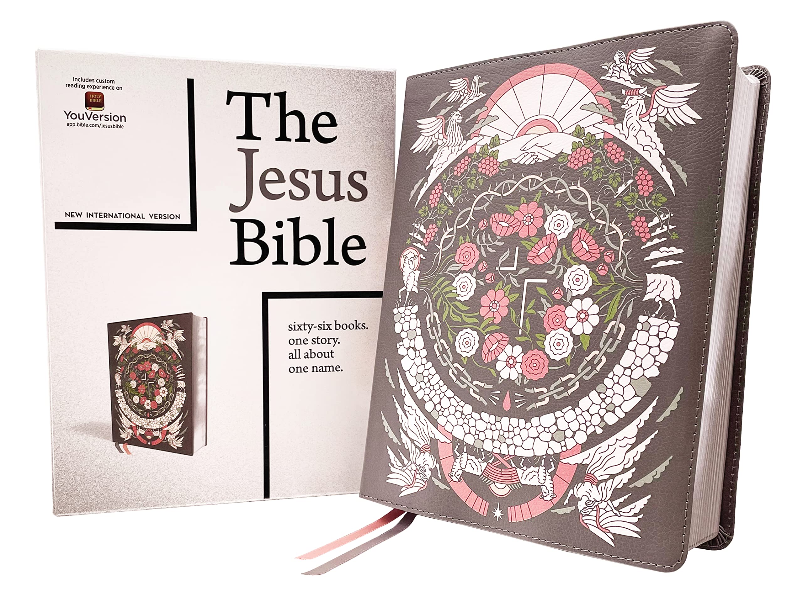 The Jesus Bible Artist Edition, NIV, Leathersoft, Gray Floral, Comfort Print: New International Version, Leathersoft, Gray Floral, Artist Edition Religion & Esotericism