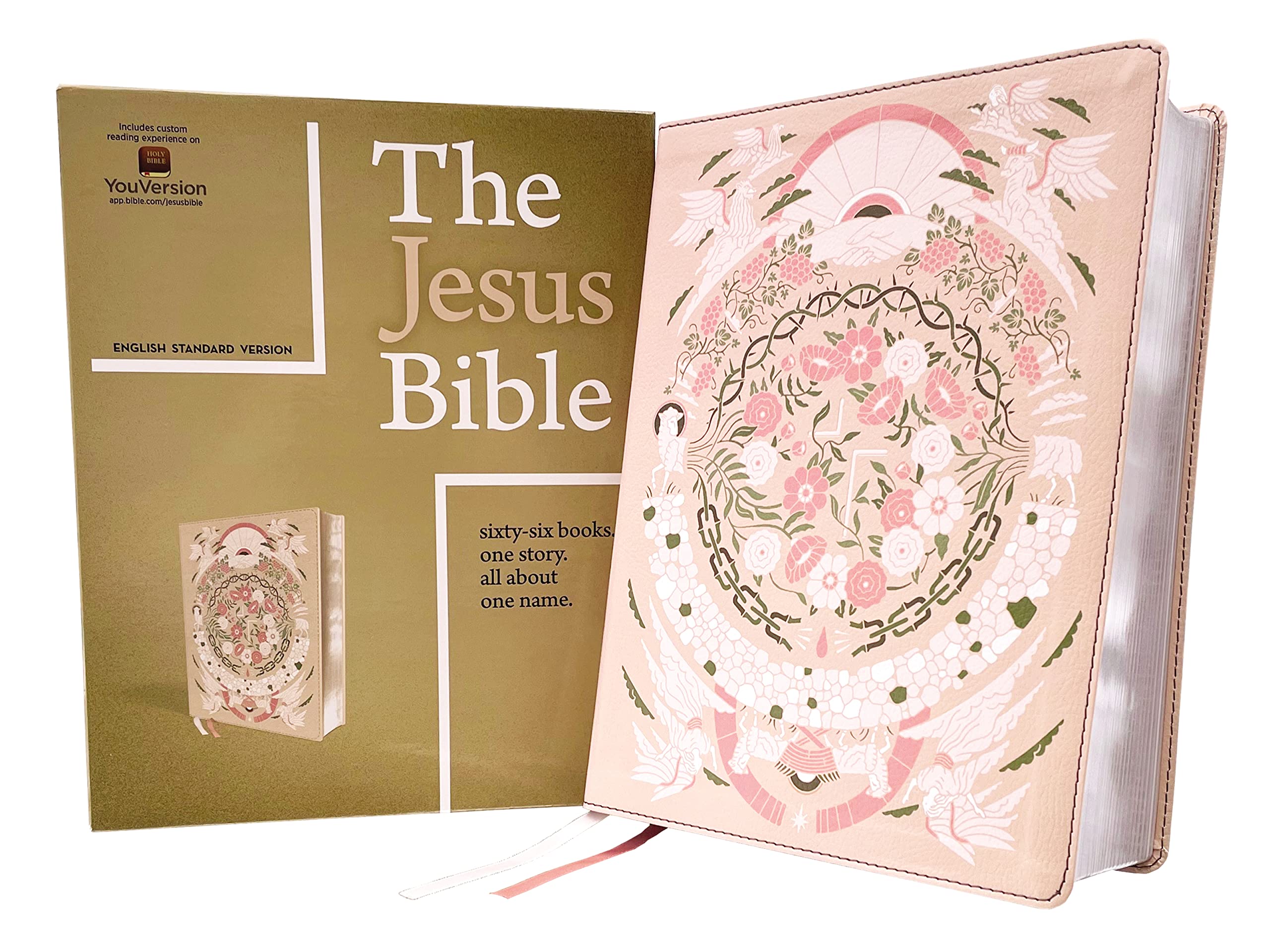 The Jesus Bible Artist Edition, ESV, Leathersoft, Peach Floral Religion & Esotericism