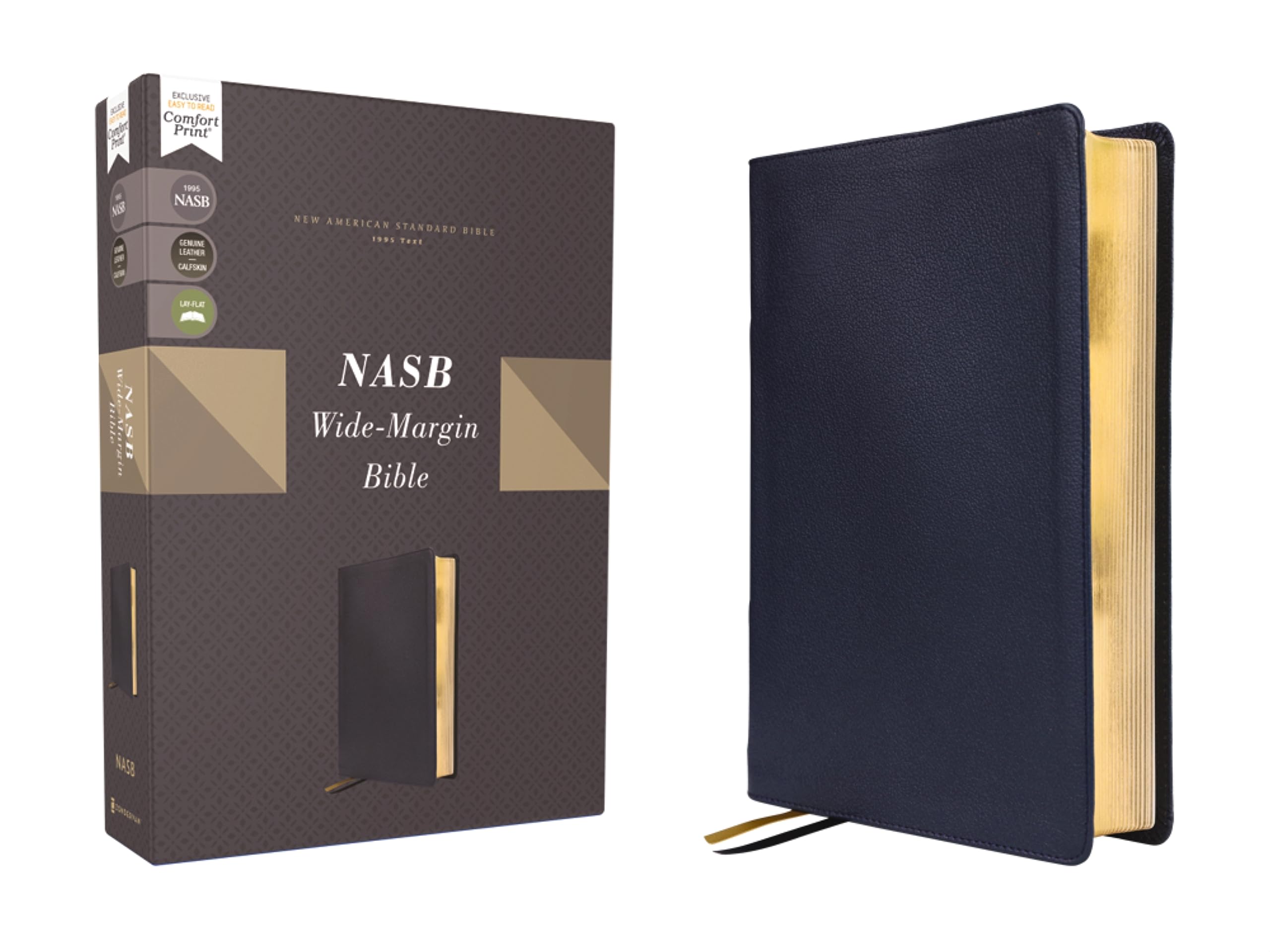 NASB, Wide Margin Bible, Genuine Leather, Calfskin, Navy, Red Letter, 1995 Text, Comfort Print: New American Standard Bible, Navy, Calfskin, Genuine ... Margin, Red Letter, 1995 Text, Comfort Print Religion & Esotericism