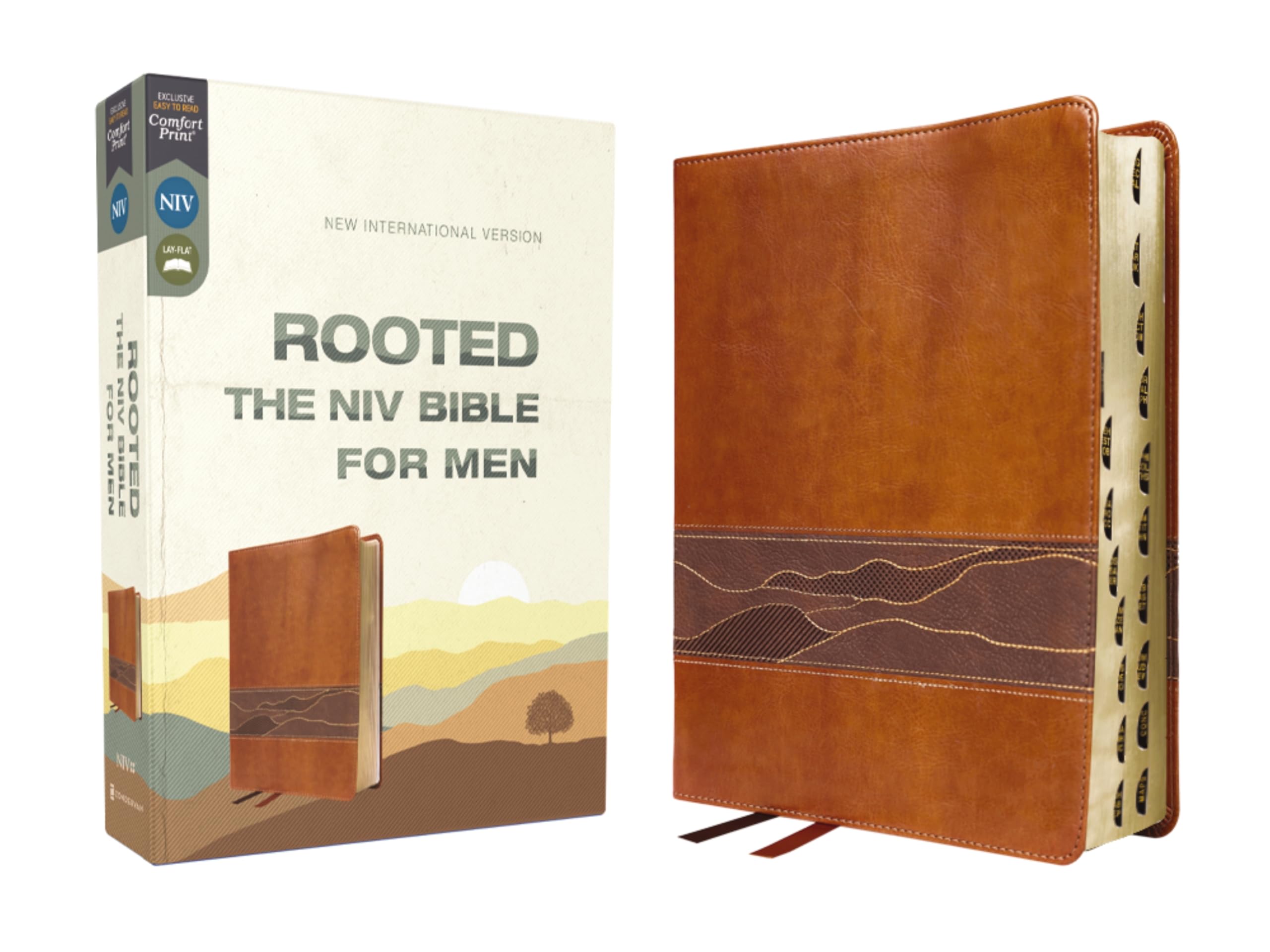 Rooted: The NIV Bible for Men, Leathersoft, Brown, Thumb Indexed, Comfort Print Religion & Esotericism