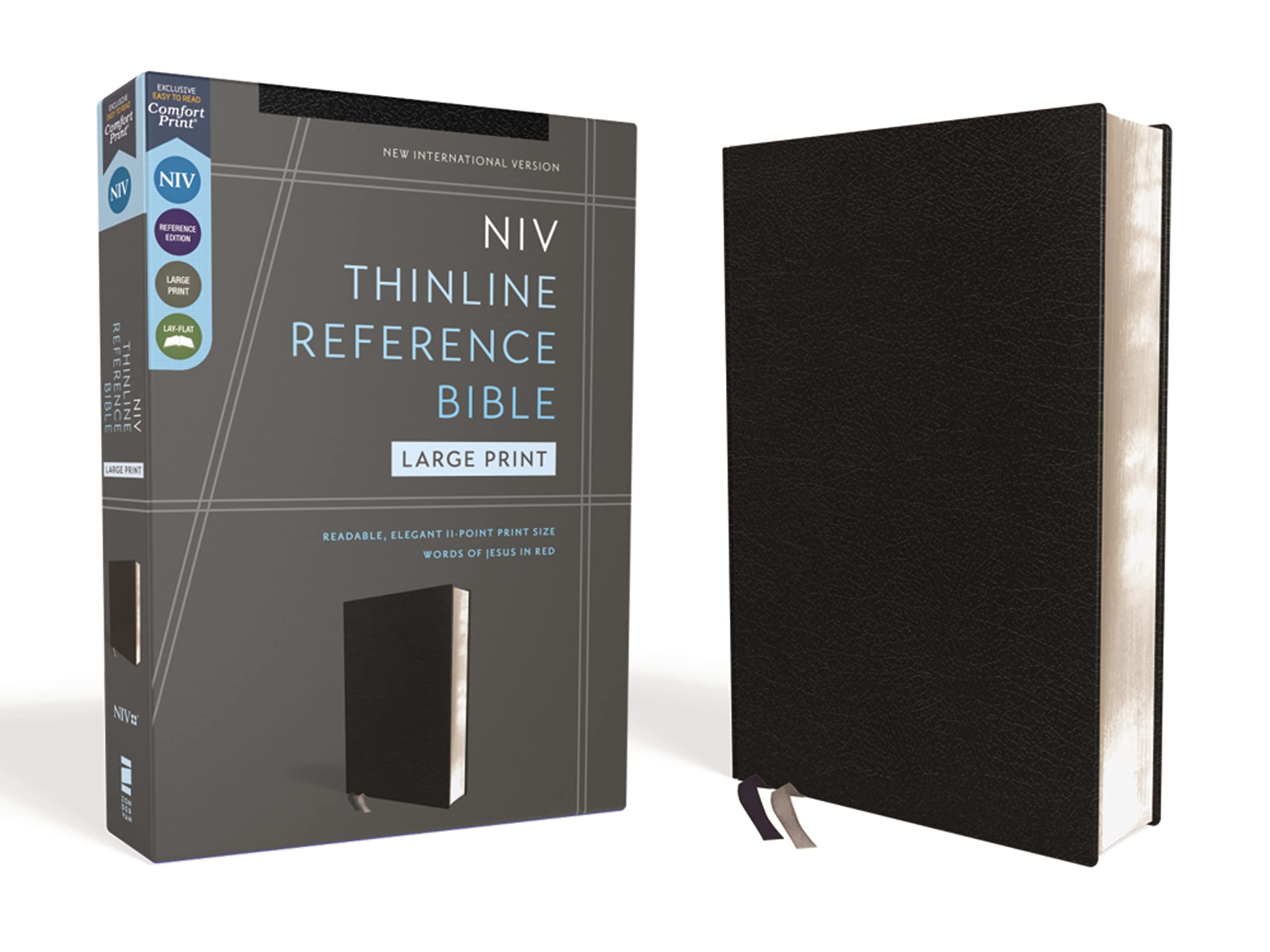NIV, Thinline Reference Bible (Deep Study at a Portable Size), Large Print, Bonded Leather, Black, Red Letter, Comfort Print: New International ... Comfort Print, Thinline Reference Bible Religion & Esotericism