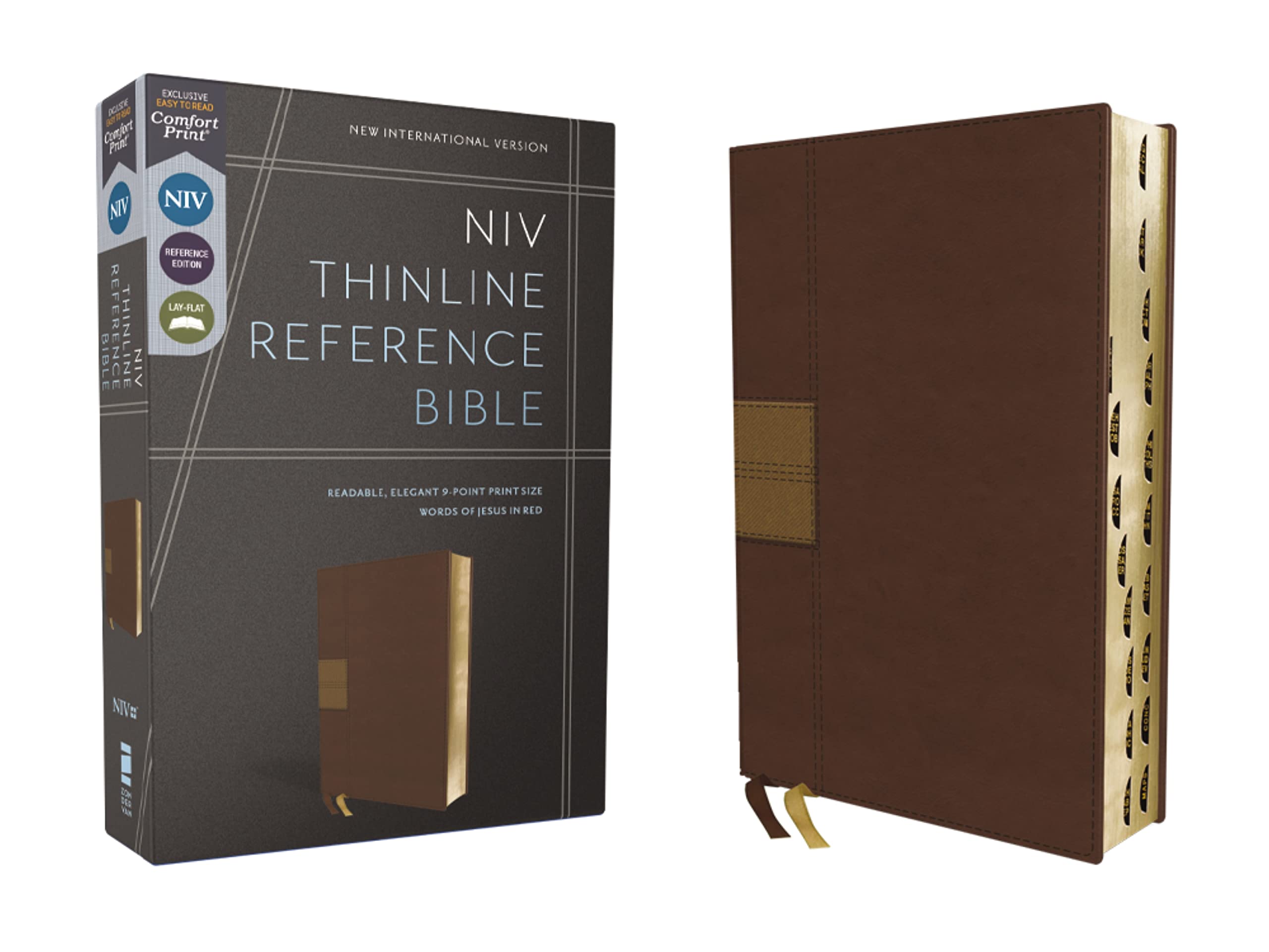 NIV, Thinline Reference Bible (Deep Study at a Portable Size), Leathersoft, Brown, Red Letter, Thumb Indexed, Comfort Print: New International ... Thinline Reference, Red Letter, Comfort Print Religion & Esotericism