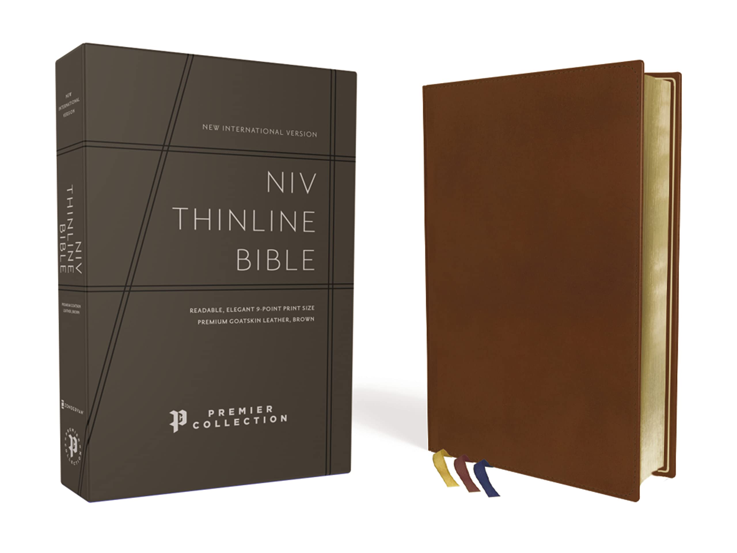 NIV, Thinline Bible, Premium Goatskin Leather, Brown, Premier Collection, Black Letter, Art Gilded Edges, Comfort Print: New International Version, ... Collection, Art Gilded Edges, Thinline Bible Religion & Esotericism
