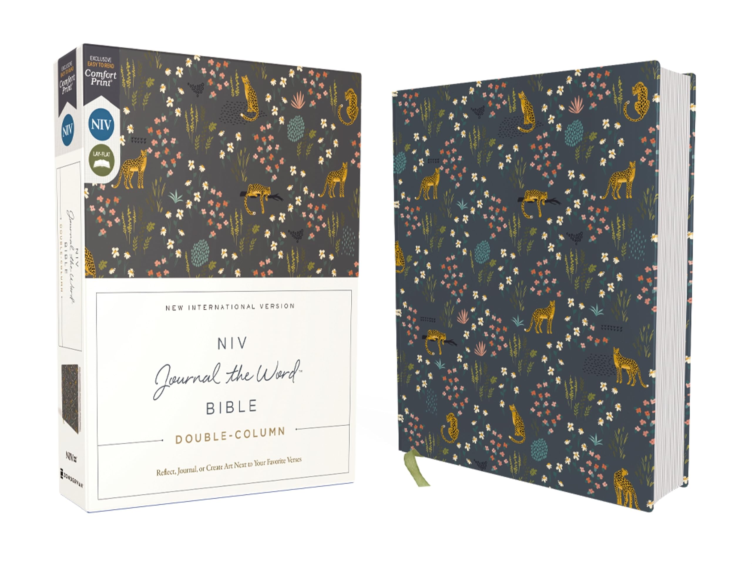 NIV, Journal the Word Bible (Perfect for Note-Taking), Double-Column, Cloth over Board, Navy Floral, Red Letter, Comfort Print: Reflect, Take Notes, or Create Art Next to Your Favorite Verses Self-help