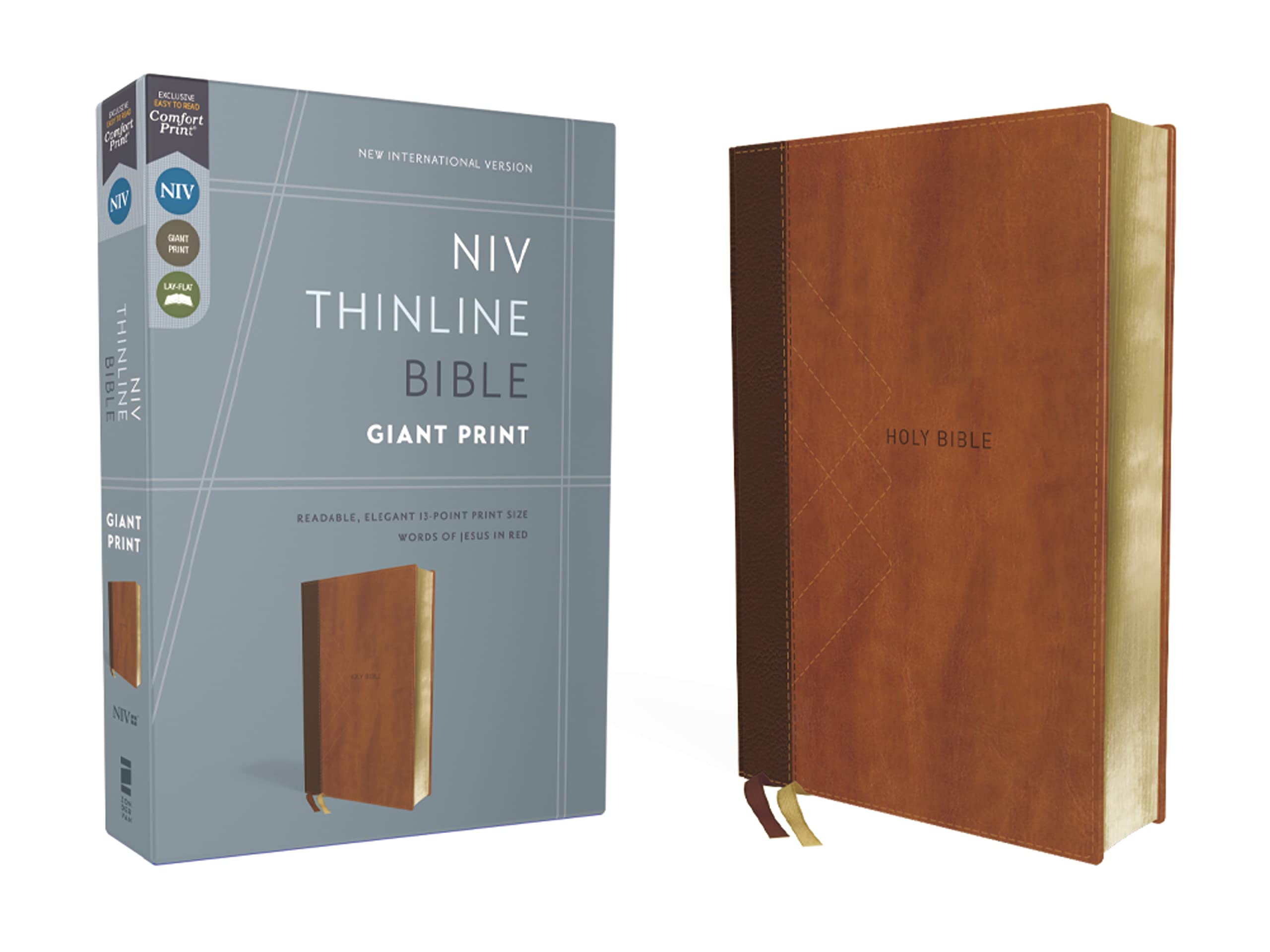 NIV, Thinline Bible, Giant Print, Leathersoft, Brown, Red Letter, Comfort Print: New International Version, Thinline, Brown, Leathersoft, Red Letter, Comfort Print Religion & Esotericism