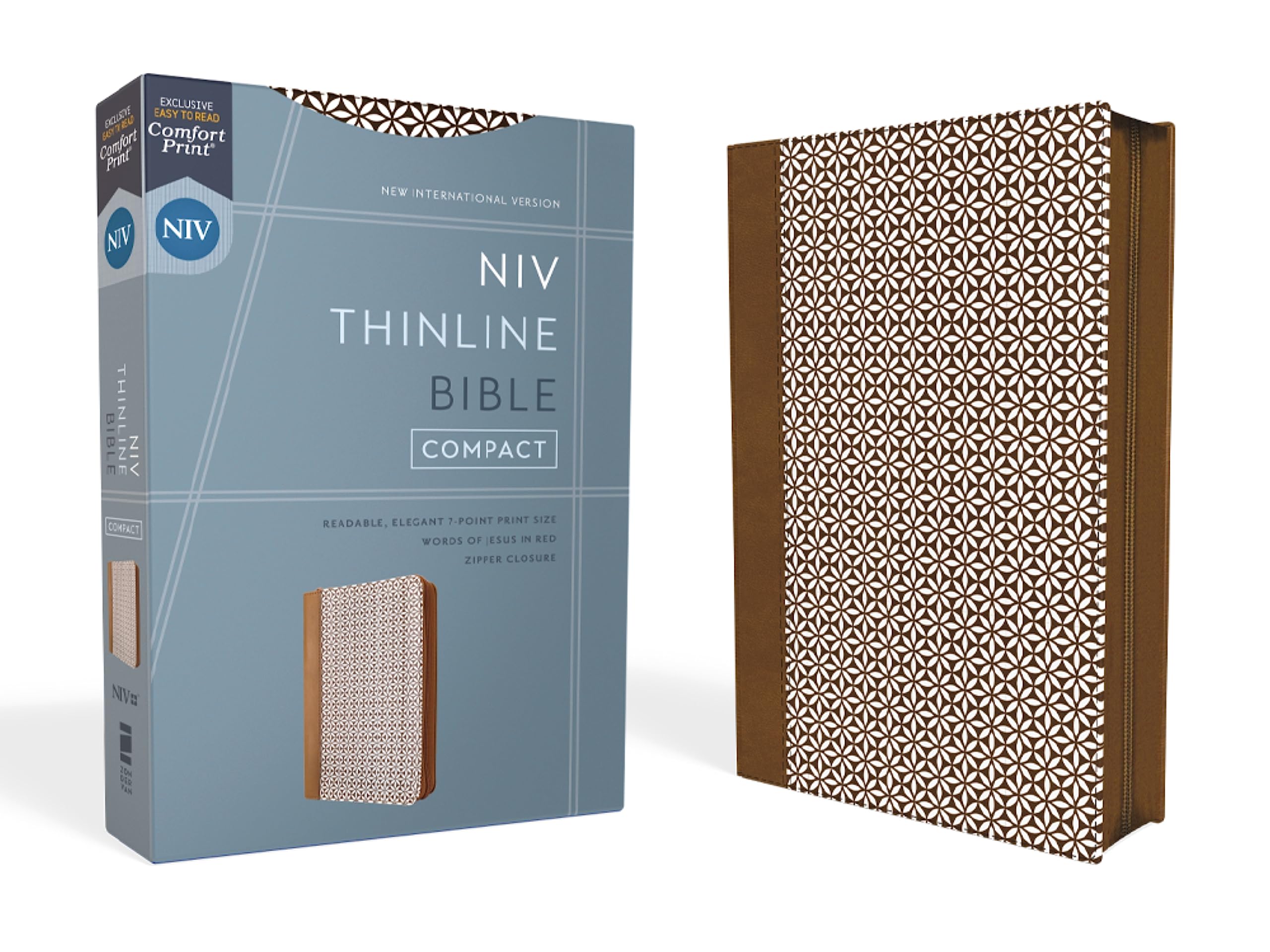 NIV, Thinline Bible, Compact, Leathersoft, Brown/White, Zippered, Red Letter, Comfort Print: New International Version, Brown/White, Leathersoft, Thinline, Compact, Zippered, Red Letter, Comfort Print Religion & Esotericism