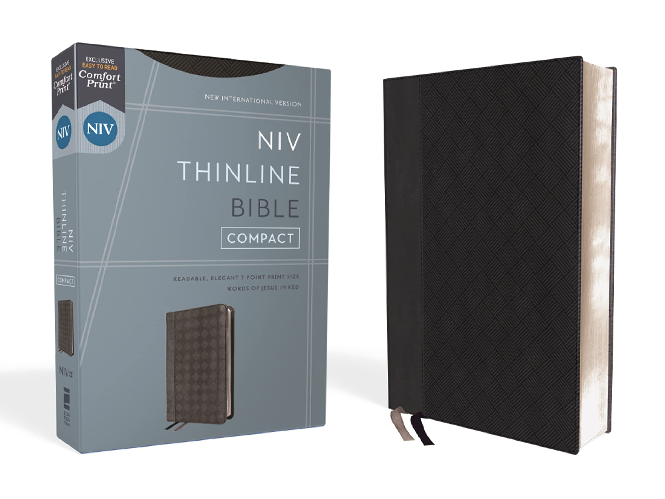 NIV, Thinline Bible, Compact, Leathersoft, Black/Gray, Red Letter, Comfort Print: New International Version, Thinline, Black/Gray, Leathersoft, Red Letter, Comfort Print Religion & Esotericism