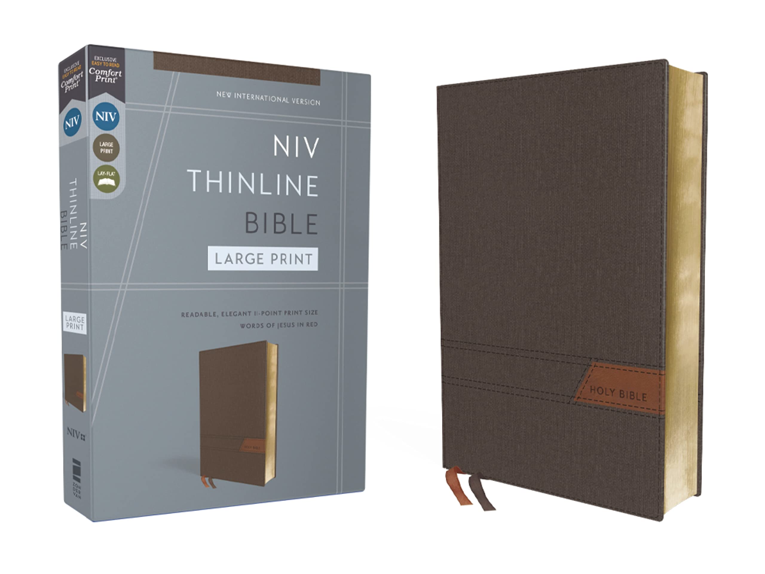 NIV, Thinline Bible, Large Print, Cloth Flexcover, Gray, Red Letter, Comfort Print: New International Version, Thinline, Gray, Flexcover, Red Letter, Comfort Print Religion & Esotericism