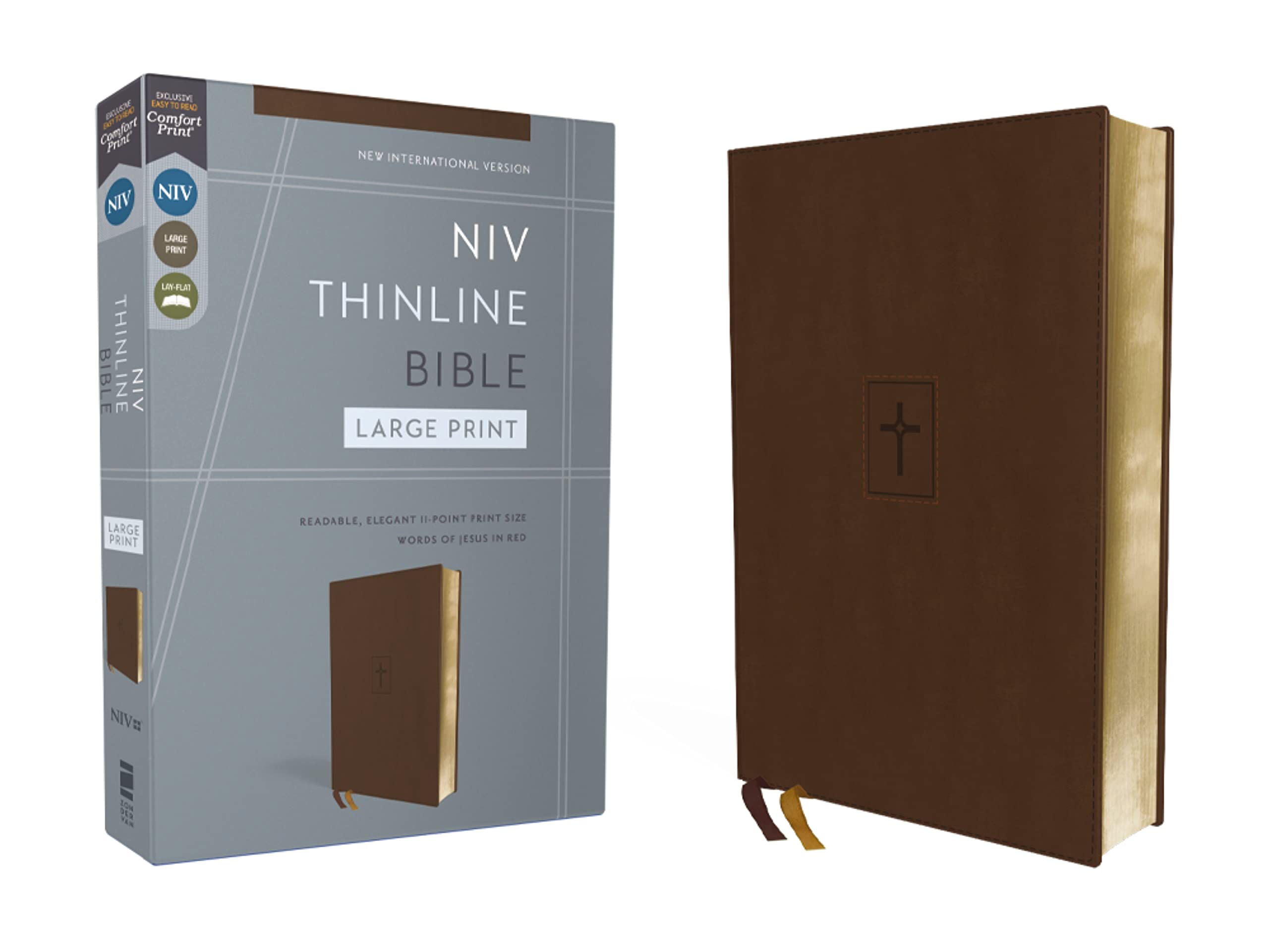 NIV, Thinline Bible, Large Print, Leathersoft, Brown, Red Letter, Comfort Print: New International Version, Brown, Leathersoft, Thinline, Red Letter, Large Print Religion & Esotericism