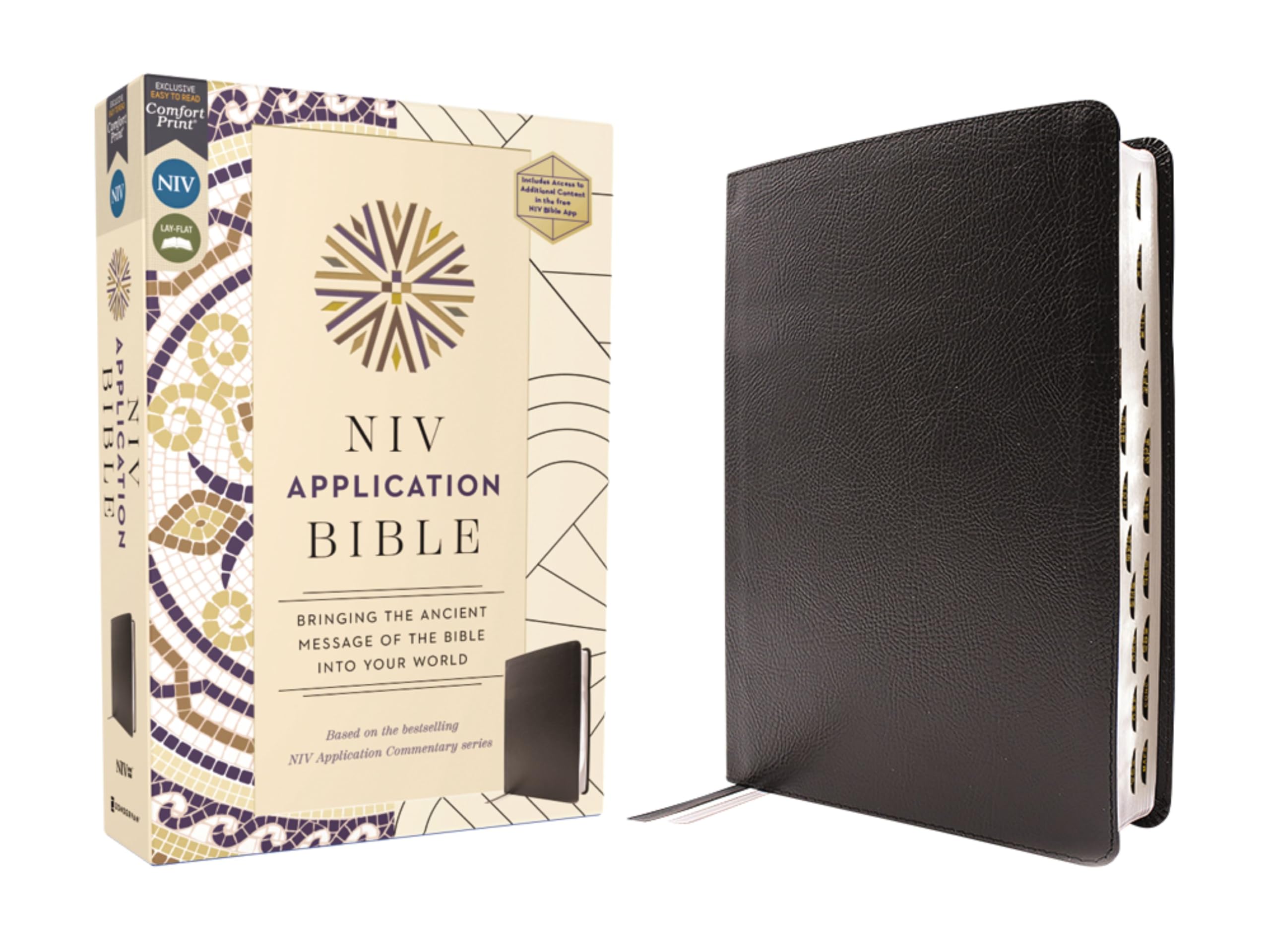 NIV Application Bible, European Bonded Leather, Black, Red Letter, Thumb Indexed, Comfort Print: Bringing the Ancient Message of the Bible into Your World (NIV Application Commentary Resources) Religion & Esotericism