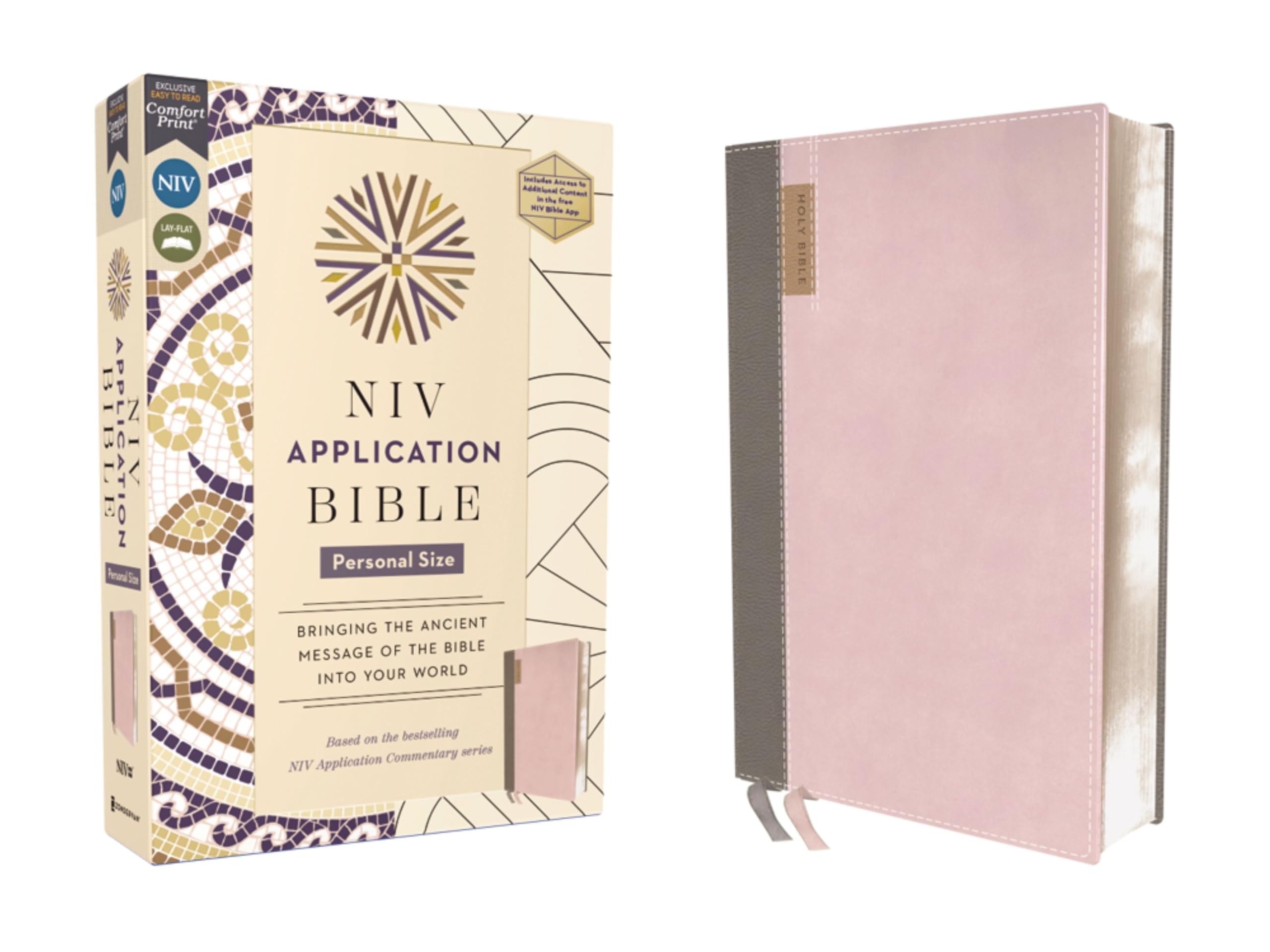 NIV Application Bible, Personal Size, Leathersoft, Pink/Gray, Red Letter, Comfort Print: Bringing the Ancient Message of the Bible into Your World (NIV Application Commentary Resources) Religion & Esotericism