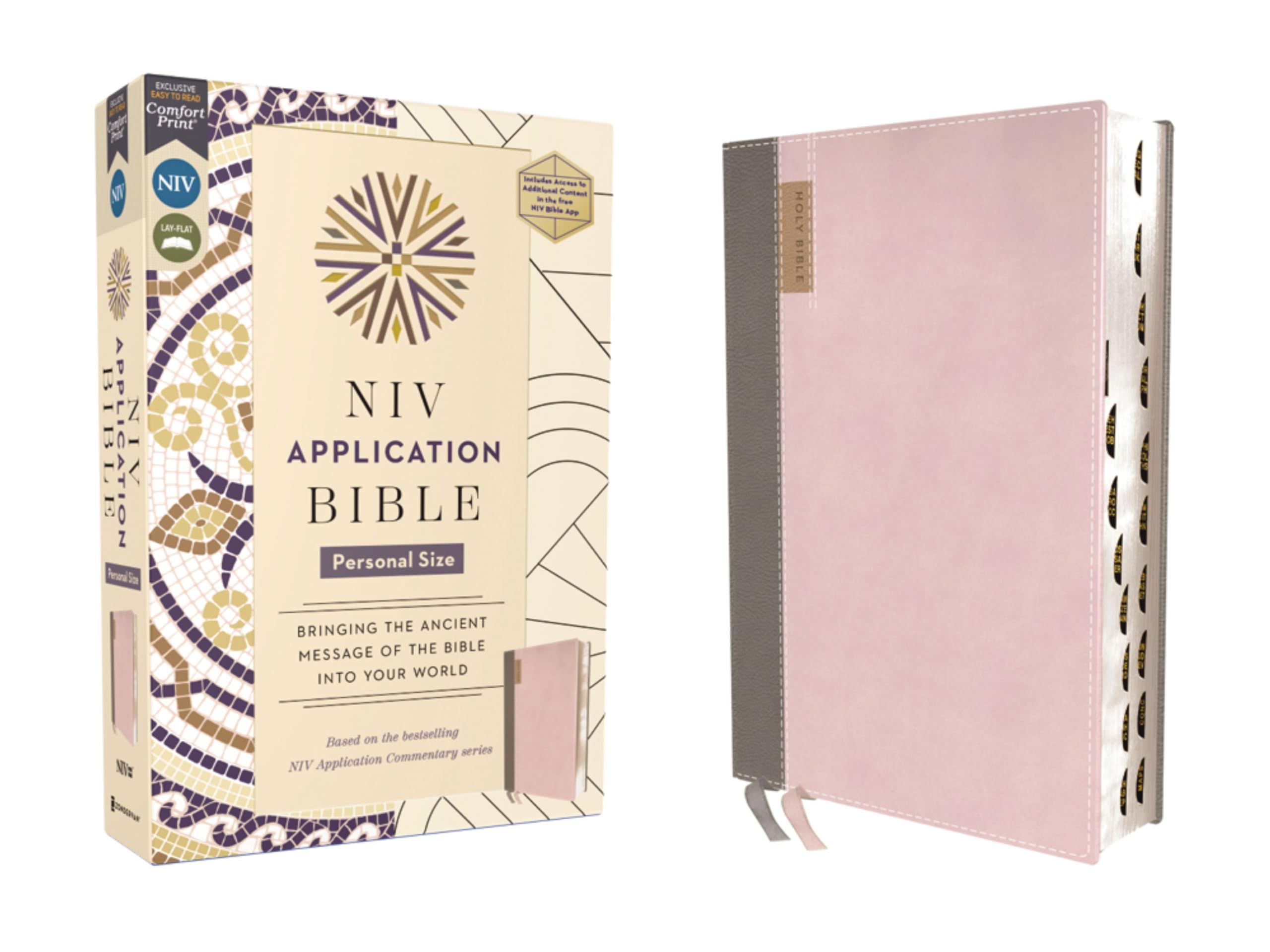 NIV Application Bible, Personal Size, Leathersoft, Pink/Gray, Red Letter, Thumb Indexed, Comfort Print: Bringing the Ancient Message of the Bible into Your World (NIV Application Commentary Resources) Religion & Esotericism