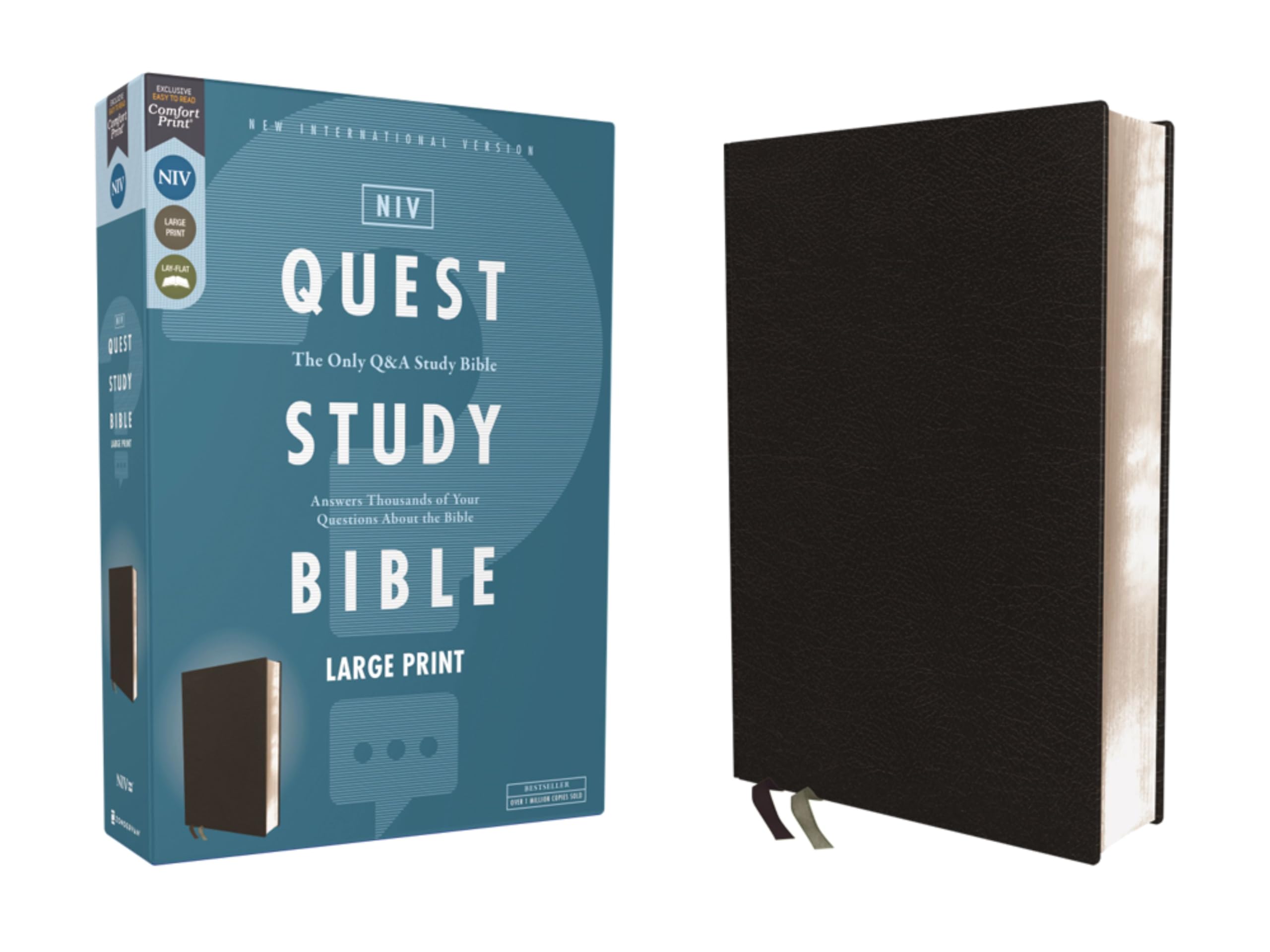 NIV, Quest Study Bible, Large Print, Bonded Leather, Black, Comfort Print: The Only Q and A Study Bible Religion & Esotericism