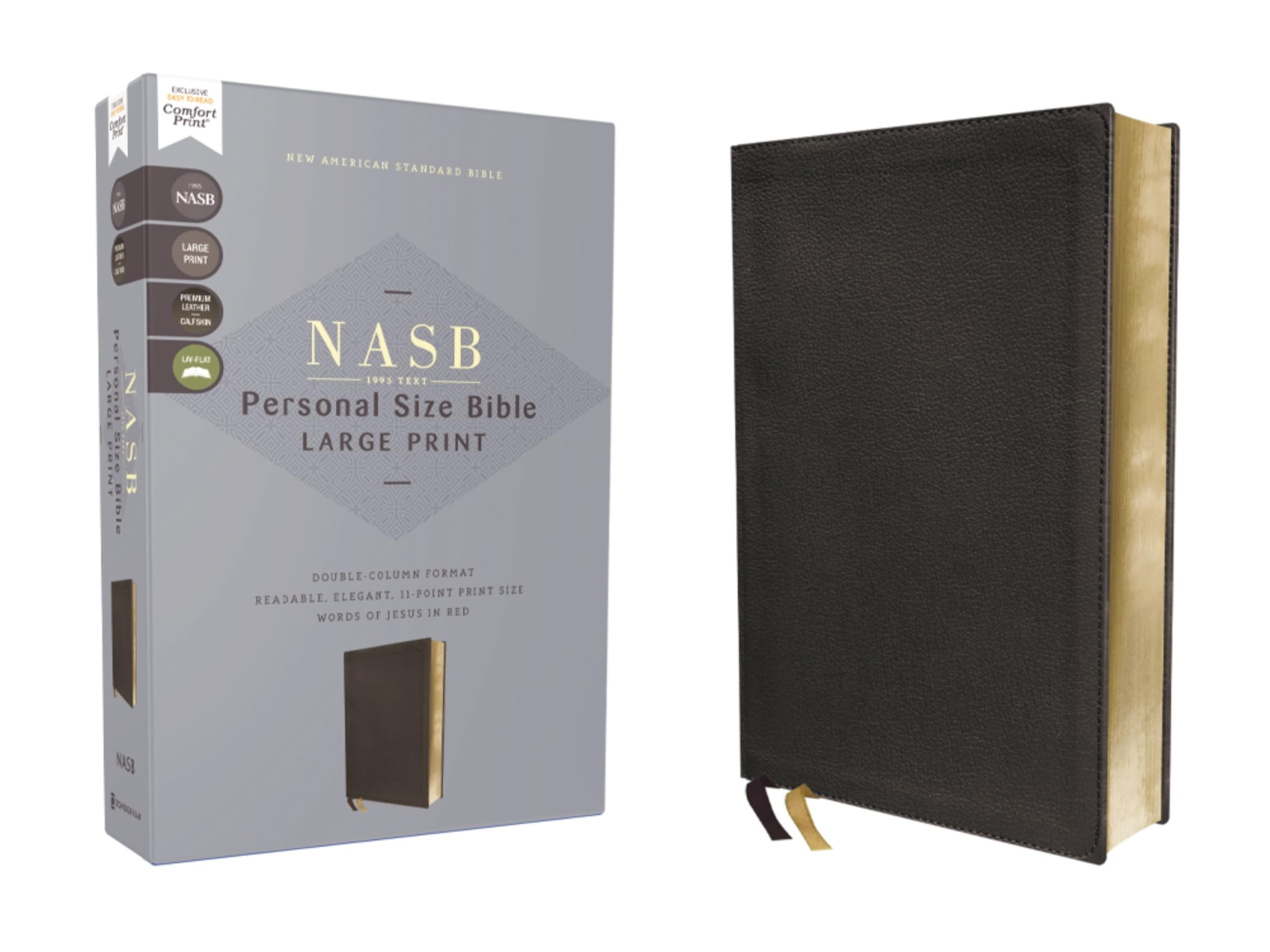 NASB, Personal Size Bible, Large Print, Genuine Leather, Calfskin, Black, Red Letter, 1995 Text, Comfort Print: New American Standard Bible Black, ... Size, Red Letter, 1995 Text, Comfort Print Religion & Esotericism