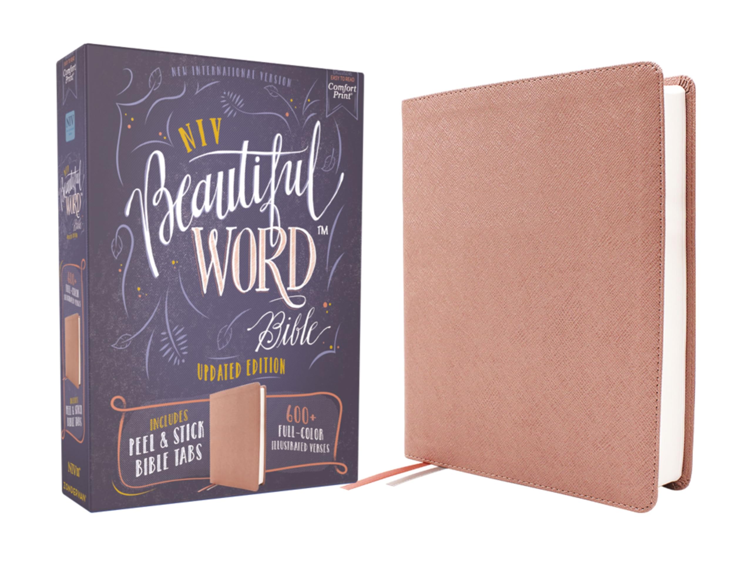 NIV, Beautiful Word Bible, Updated Edition, Peel/Stick Bible Tabs, Leathersoft, Pink, Red Letter, Comfort Print: 600+ Full-Color Illustrated Verses Film, Art & Culture