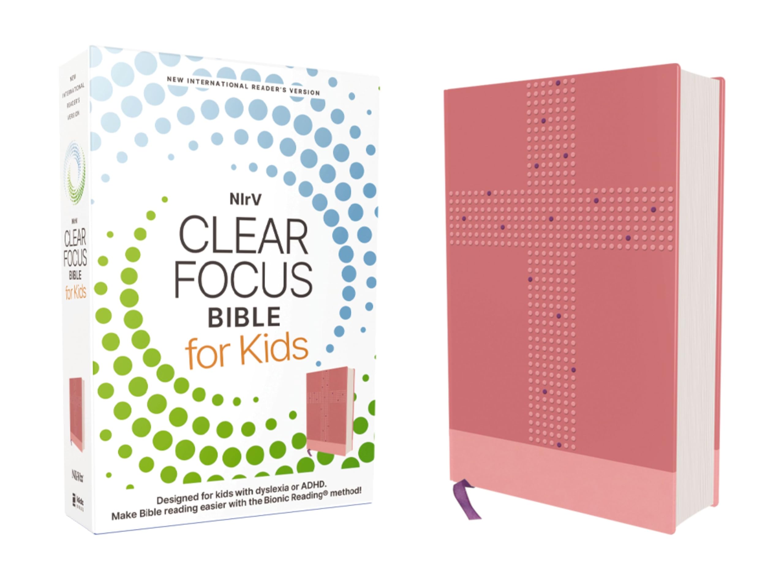 NIrV, Clear Focus Bible for Kids (Help Kids with ADHD or Dyslexia Read with Confidence), Leathersoft, Pink: Help Kids with ADHD or Dyslexia Read with Confidence Education & Training